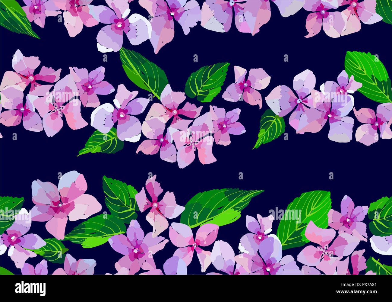 Lilac wild flowers seamless pattern. Small flowers and leaves hand ...