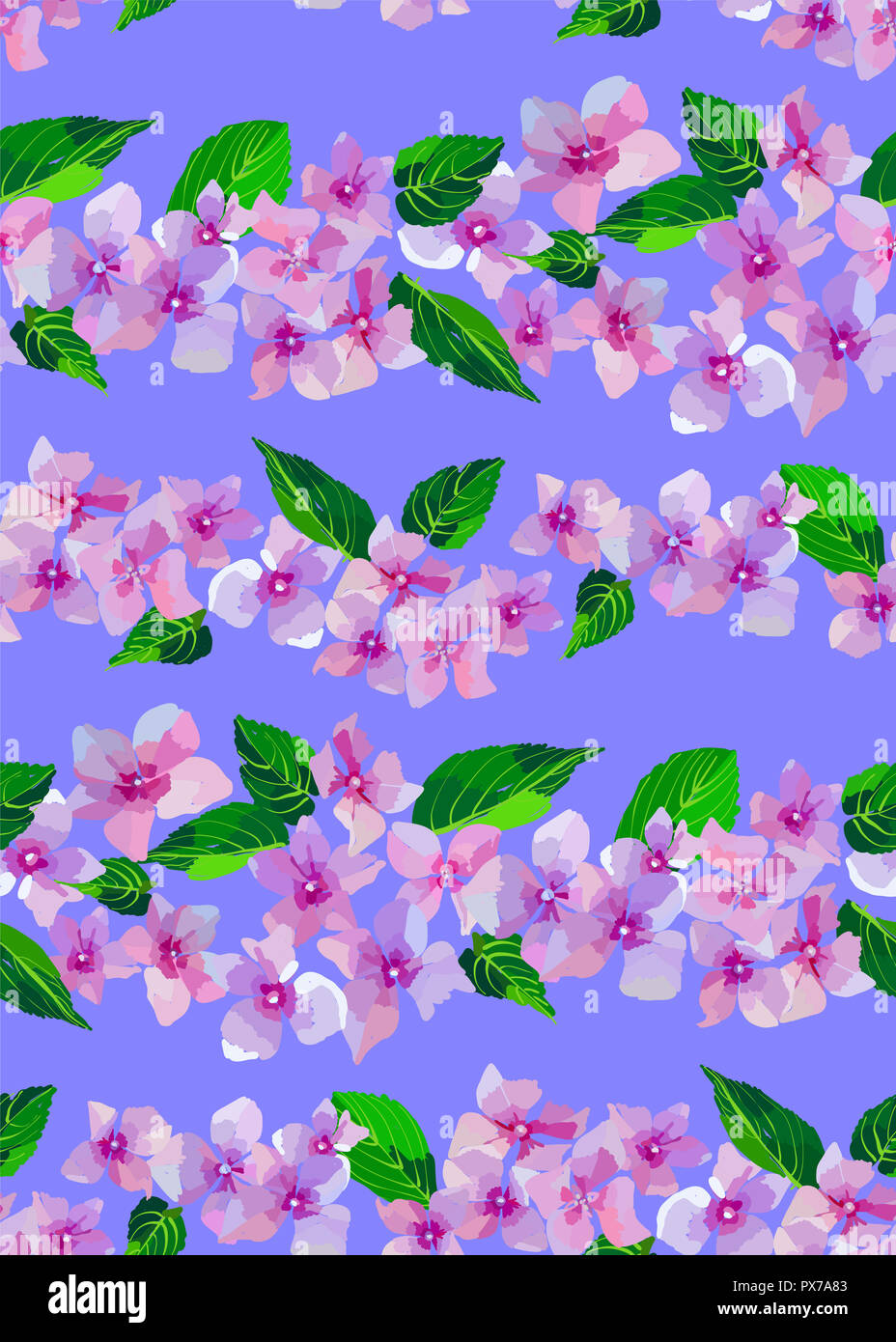 Lilac wild flowers seamless pattern. Small flowers and leaves hand ...