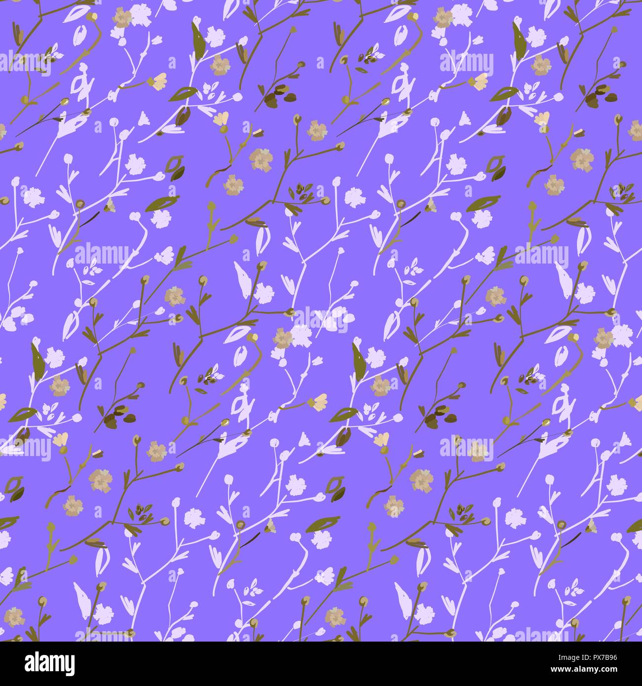 Floral design seamless pattern on white background. Summer wild flowers ...