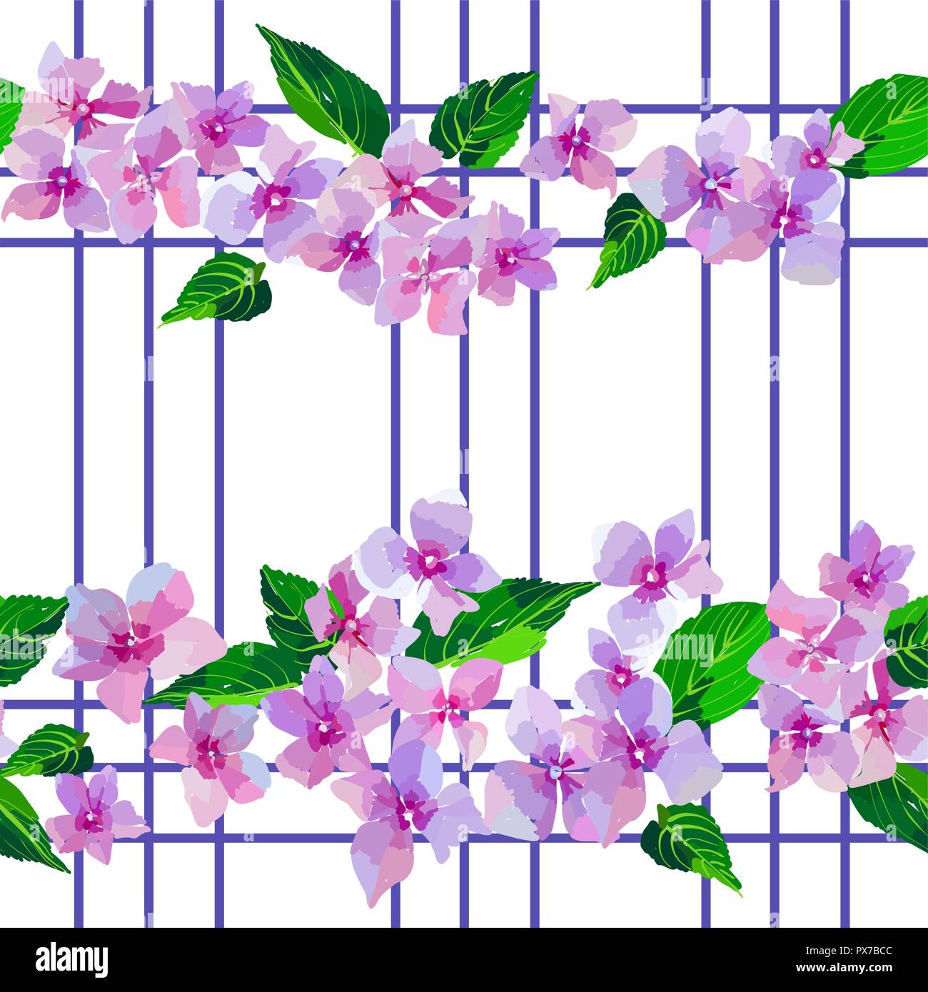Lilac wild flowers seamless pattern. Small flowers and leaves hand ...