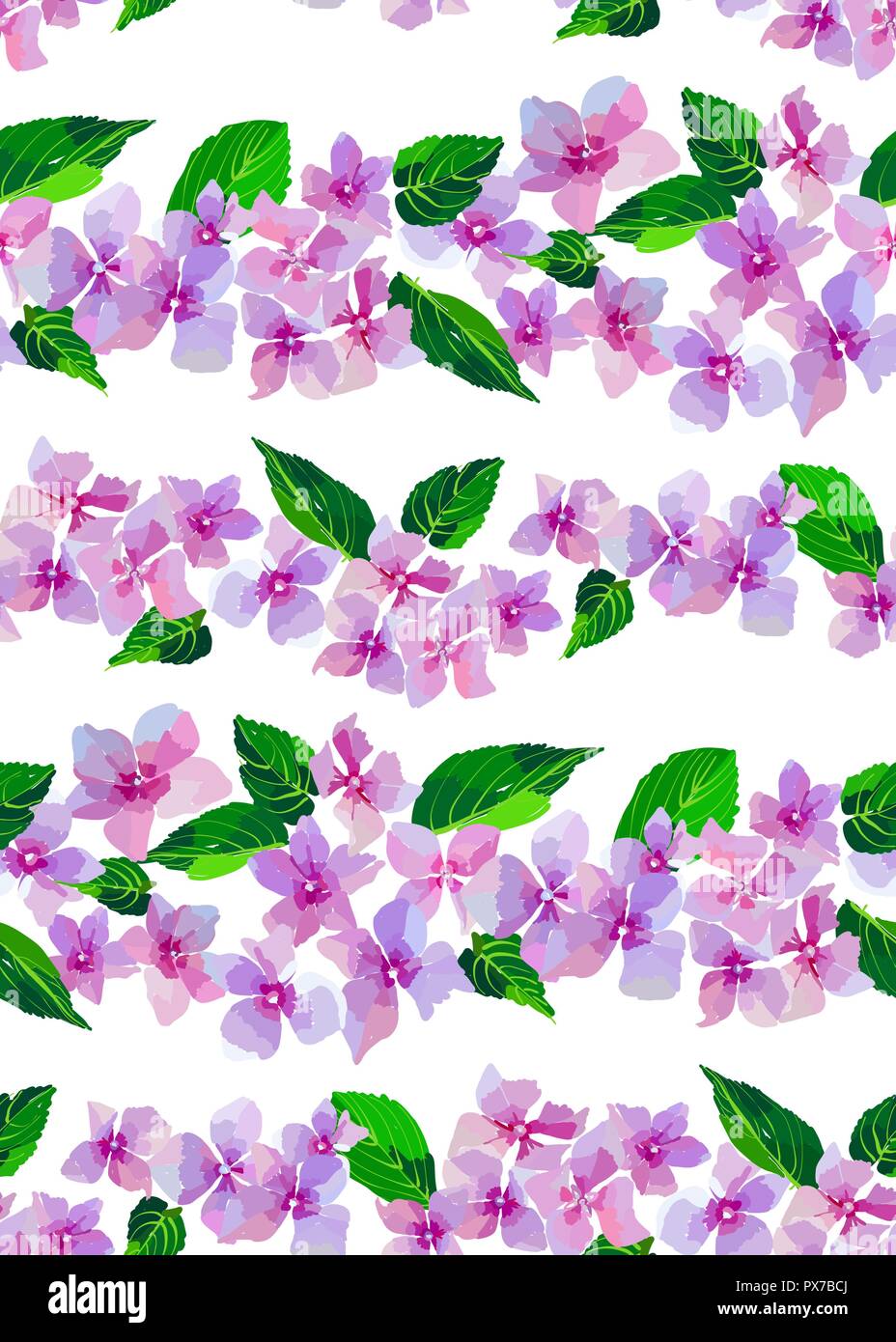 Lilac wild flowers seamless pattern. Small flowers and leaves hand ...