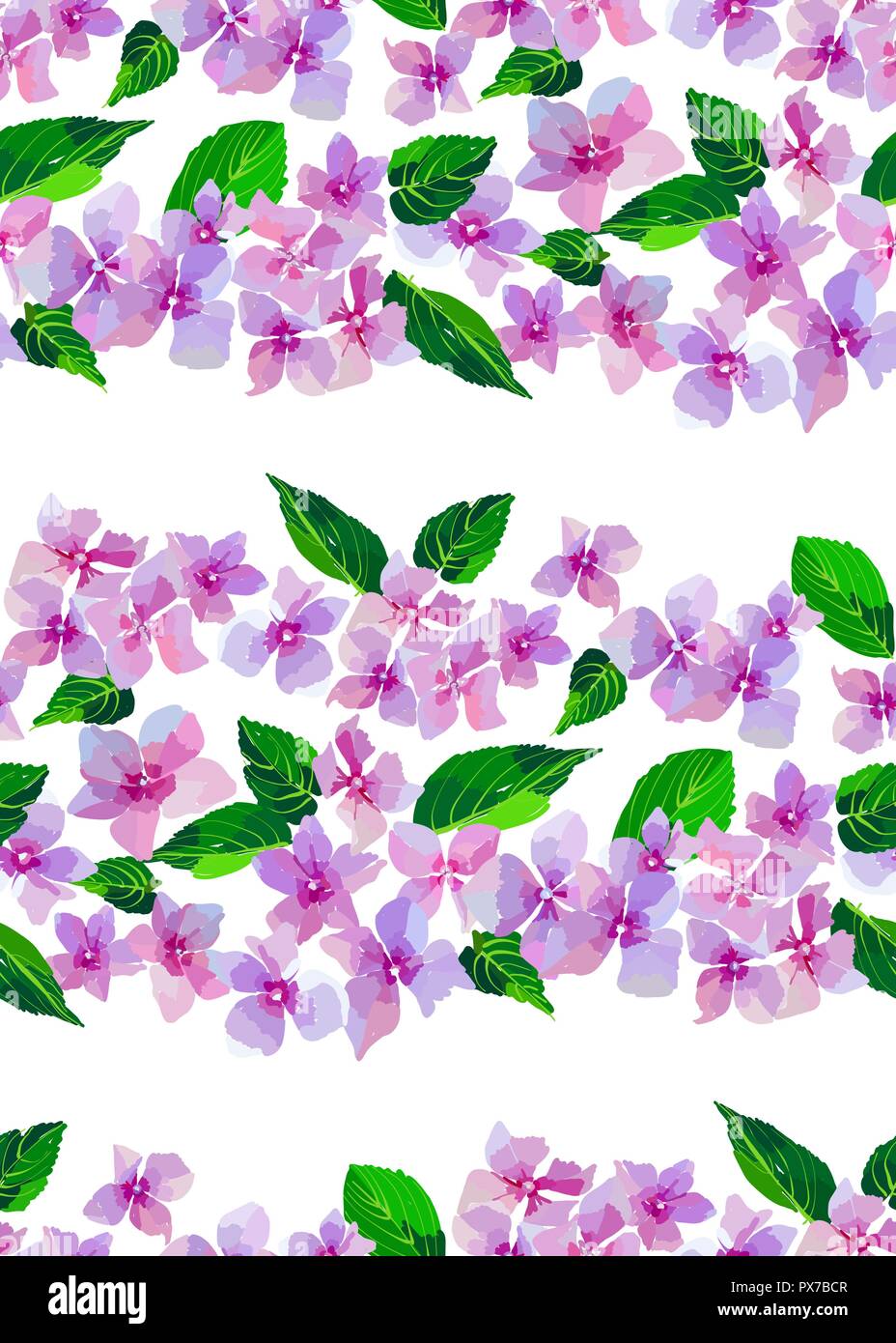 Lilac wild flowers seamless pattern. Small flowers and leaves hand ...