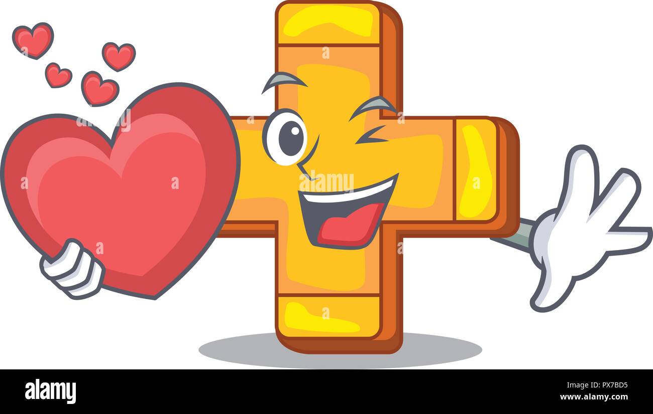 With heart retro plus sign addition symbol cartoon Stock Vector Image ...