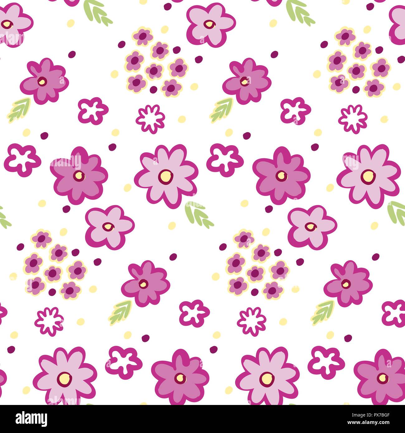 Summer small flowers seamless pattern. Botanical illustration hand ...