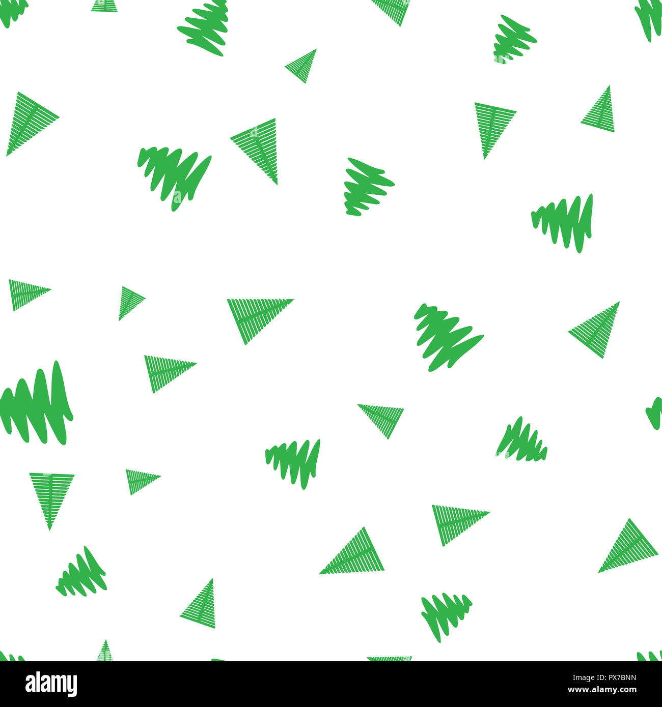 Green Christmas tree seamless pattern. Isolated on a white background.  illustration. Stock Photo