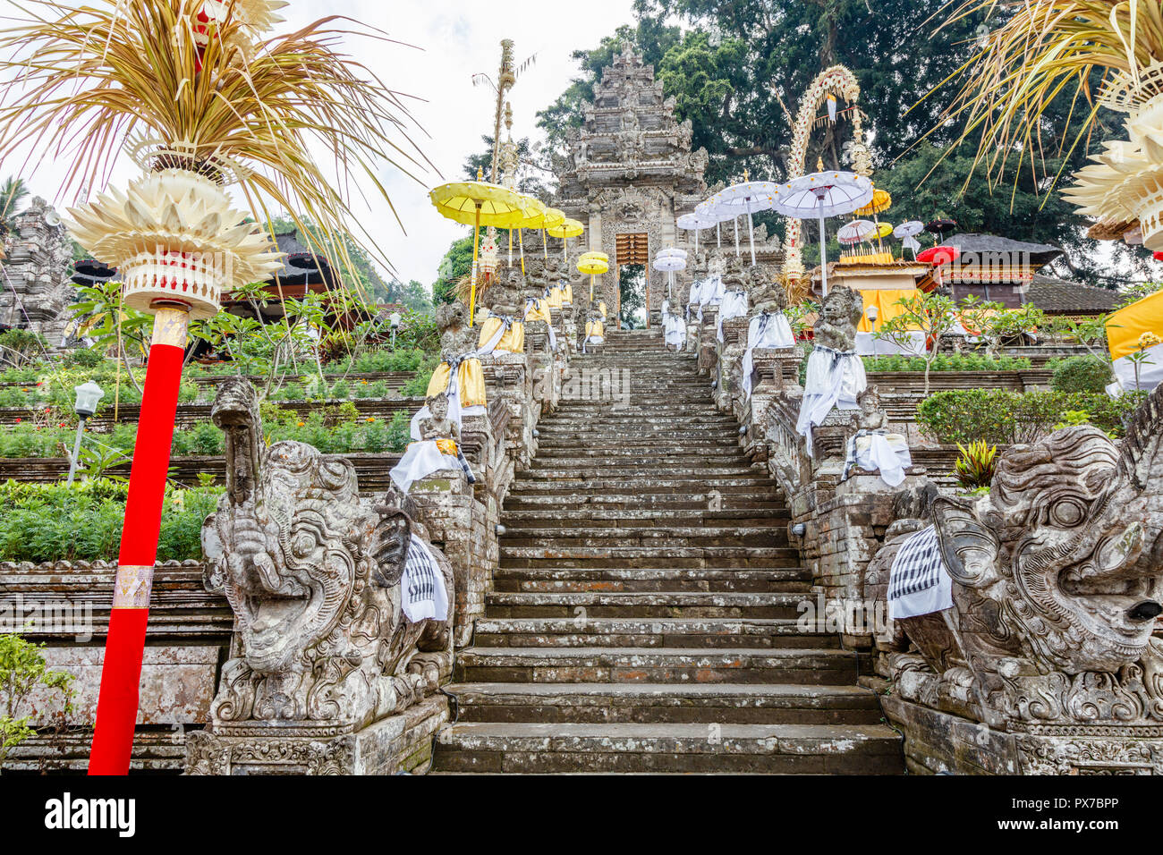 Pura Kehen, Balinese Hindu temple in Bangli Regency, Bali, Indonesia  decorated for Melasti celebration Stock Photo - Alamy