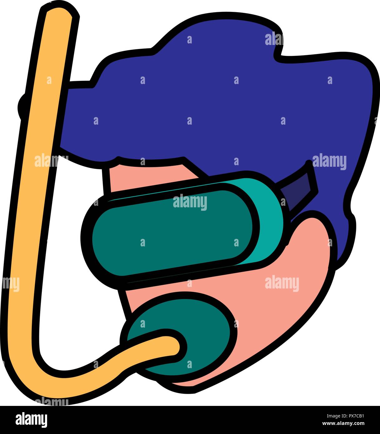 man with snorkel mask over white background, vector illustration Stock ...