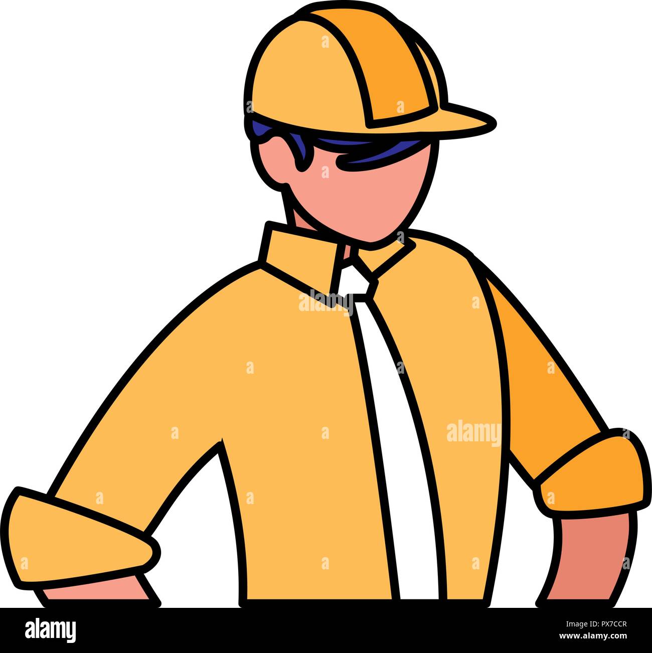 construction worker with safety equipment over white background, vector illustration Stock Vector