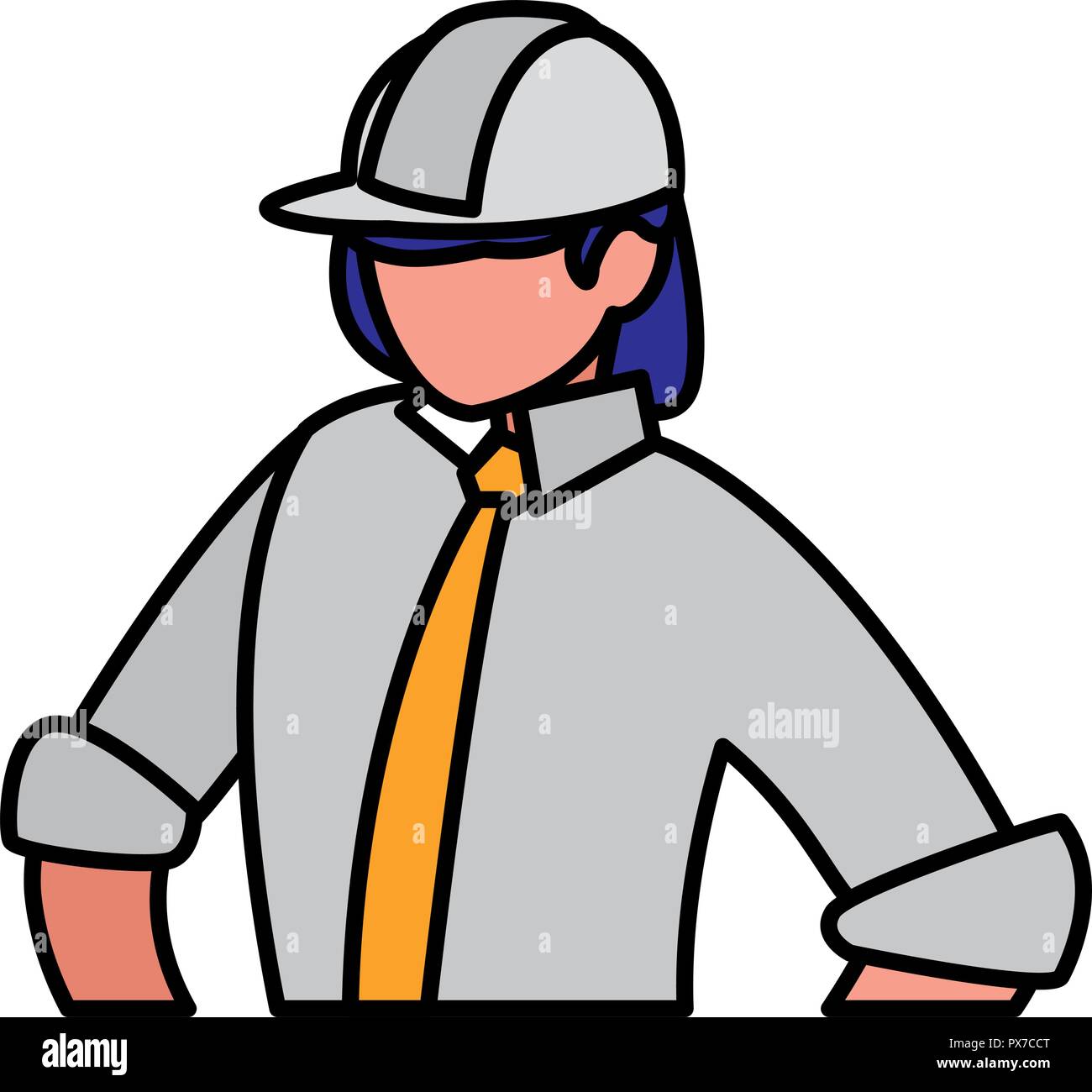 construction worker with safety equipment over white background, vector illustration Stock Vector