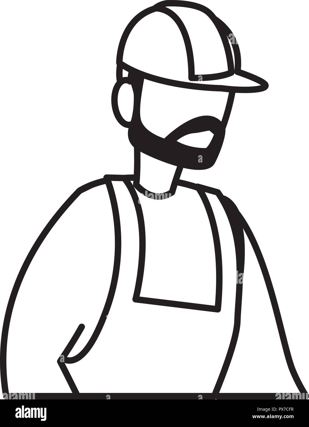 construction worker with safety equipment over white background, vector illustration Stock Vector