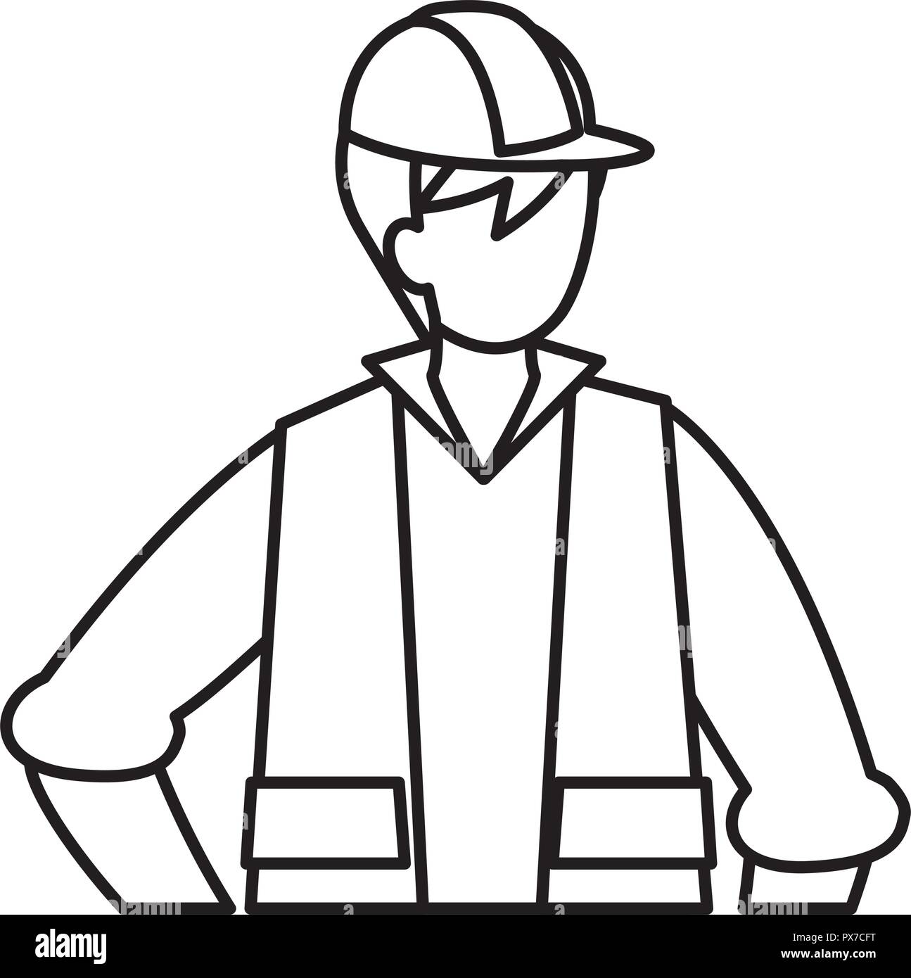 construction worker with safety equipment over white background, vector illustration Stock Vector