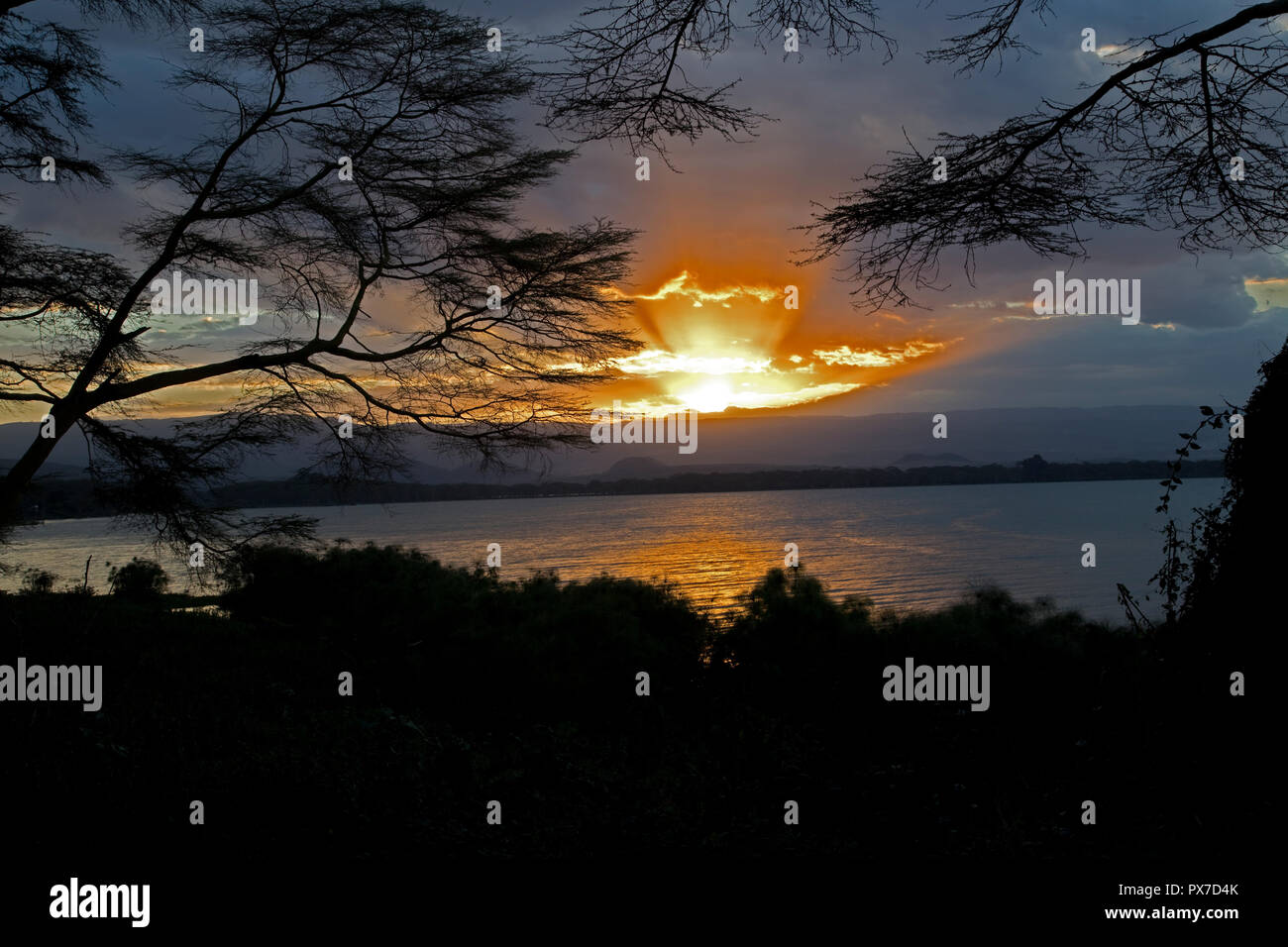Sunset over Lake Naivasha Kenya Stock Photo