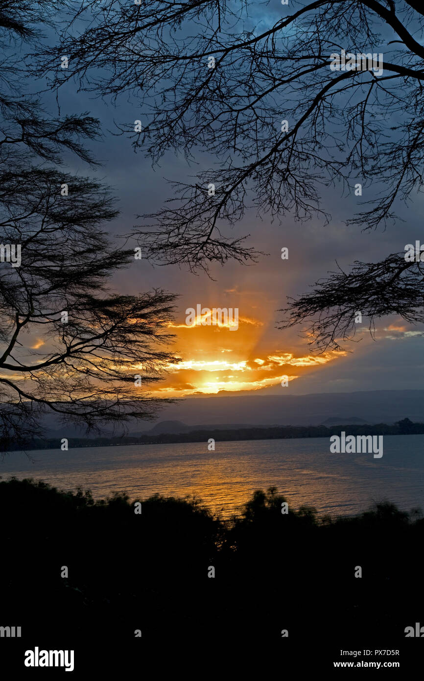 Sunset over Lake Naivasha Kenya Stock Photo