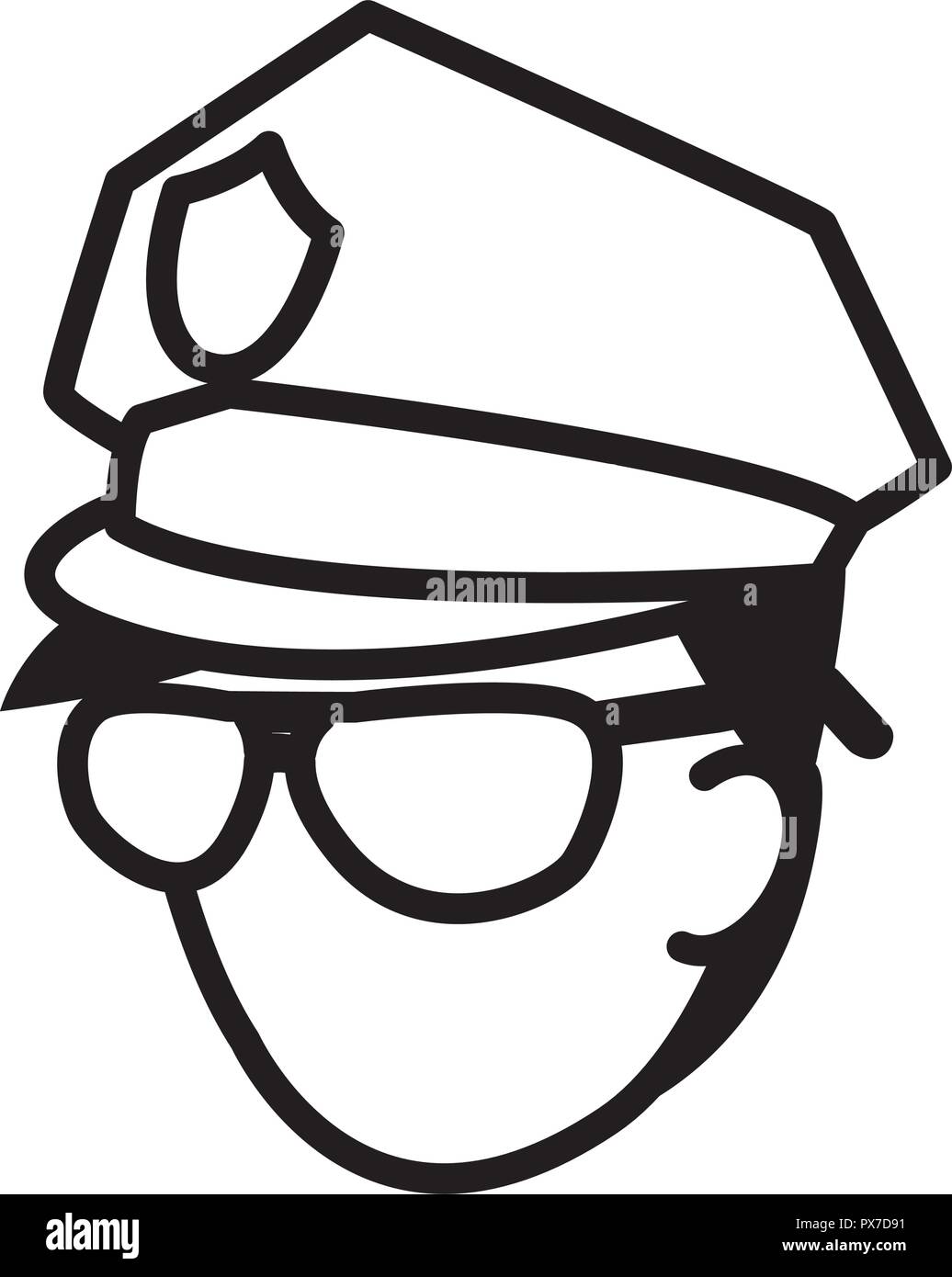 man with police cap and sunglasses over white background, vector illustration Stock Vector Image ...