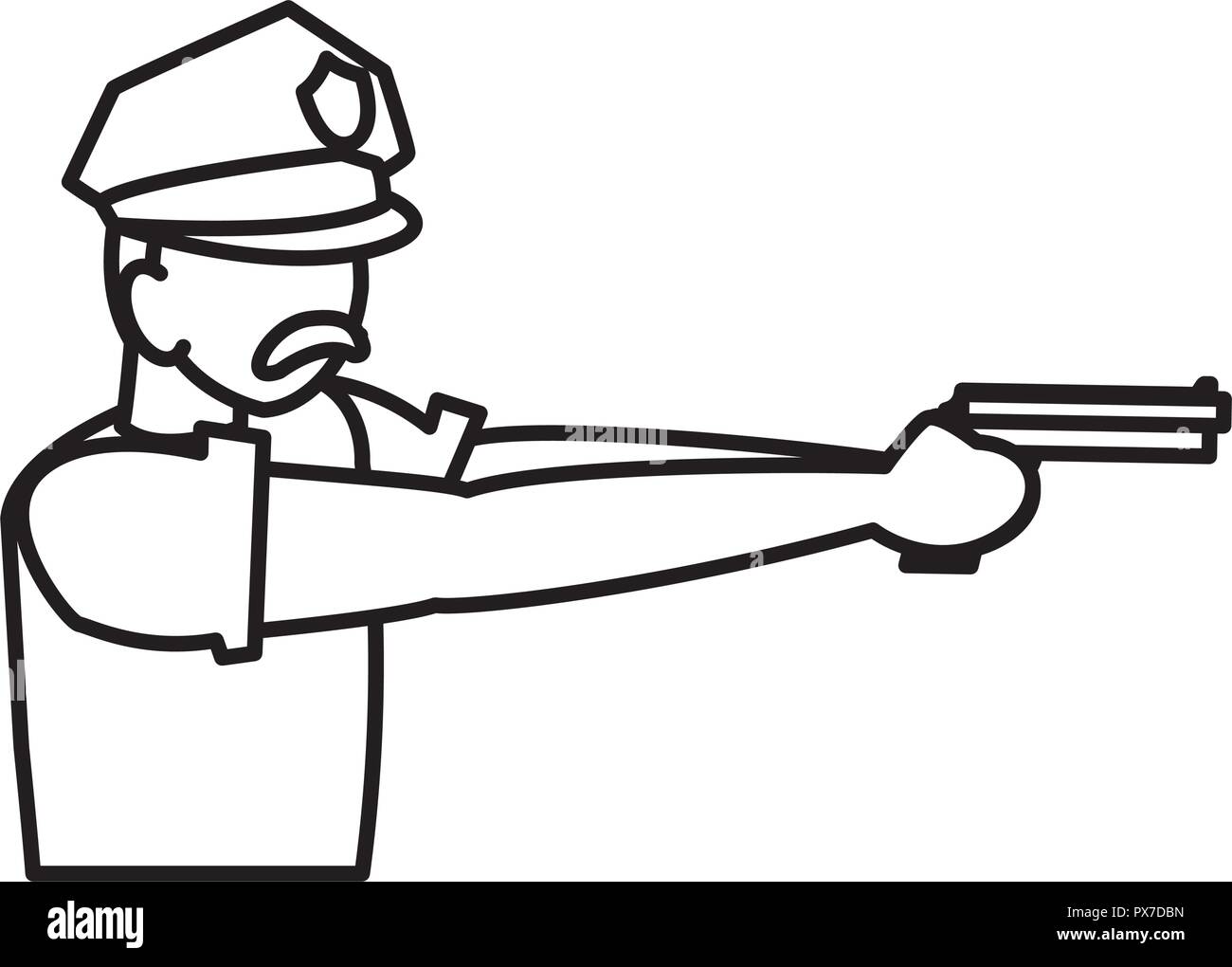 policeman with a gun over white background, vector illustration Stock ...