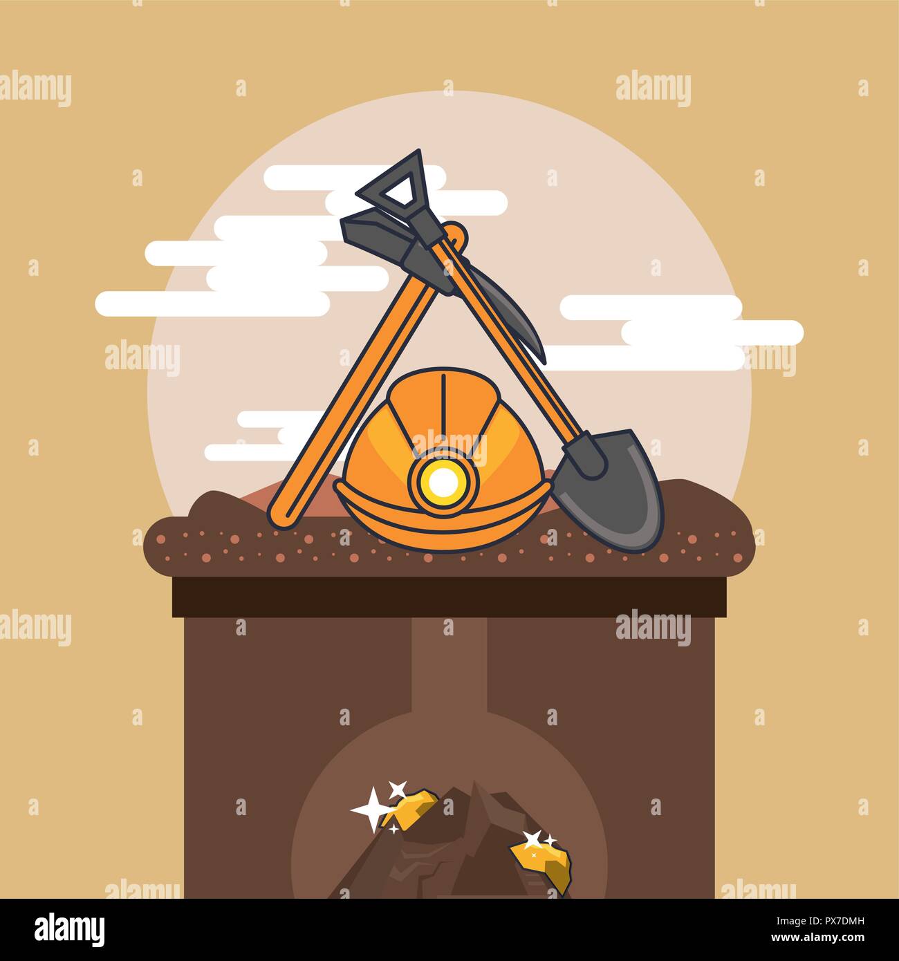 mining equipment mineral extraction Stock Vector
