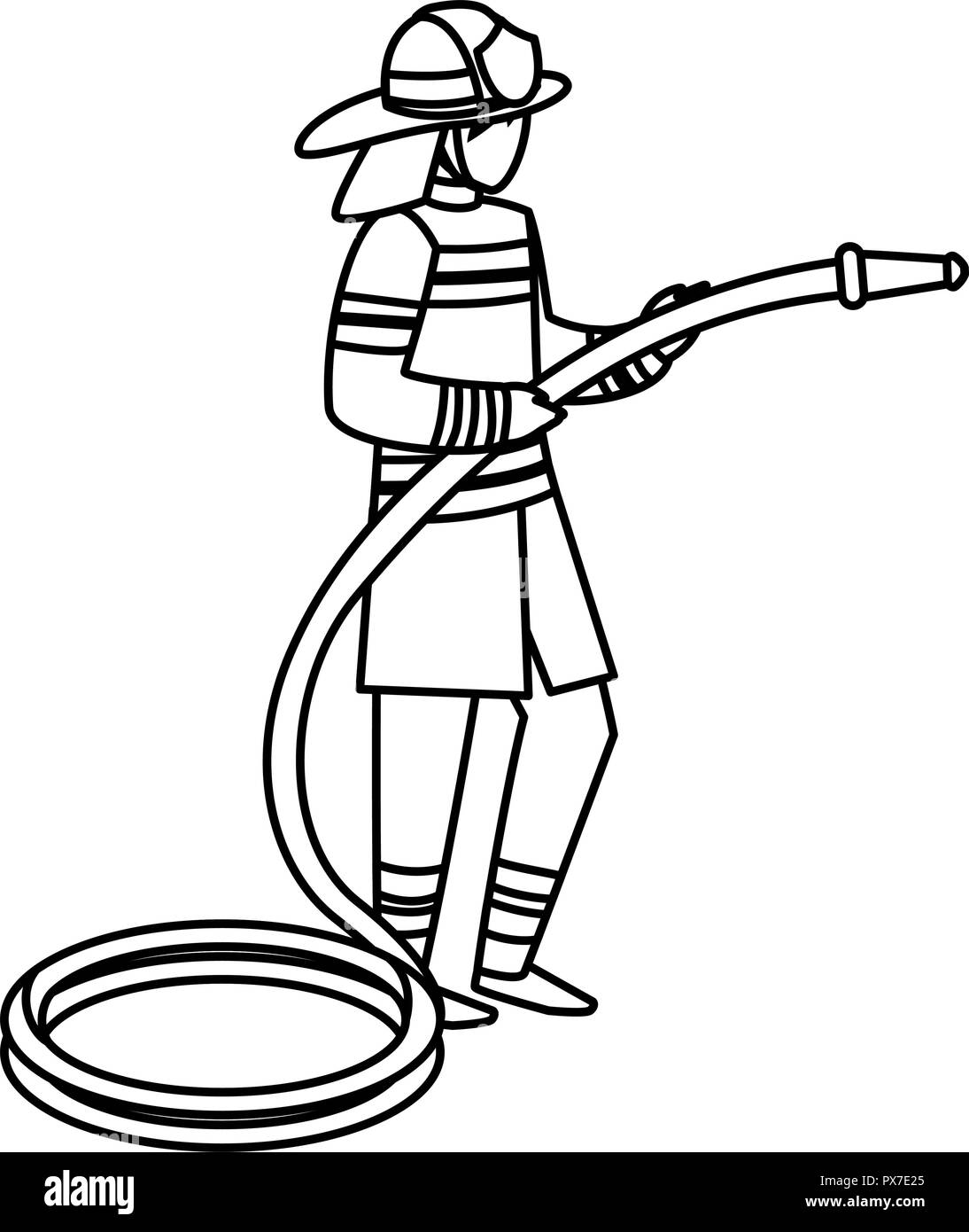Fireman With Hose Clip Art Black And White