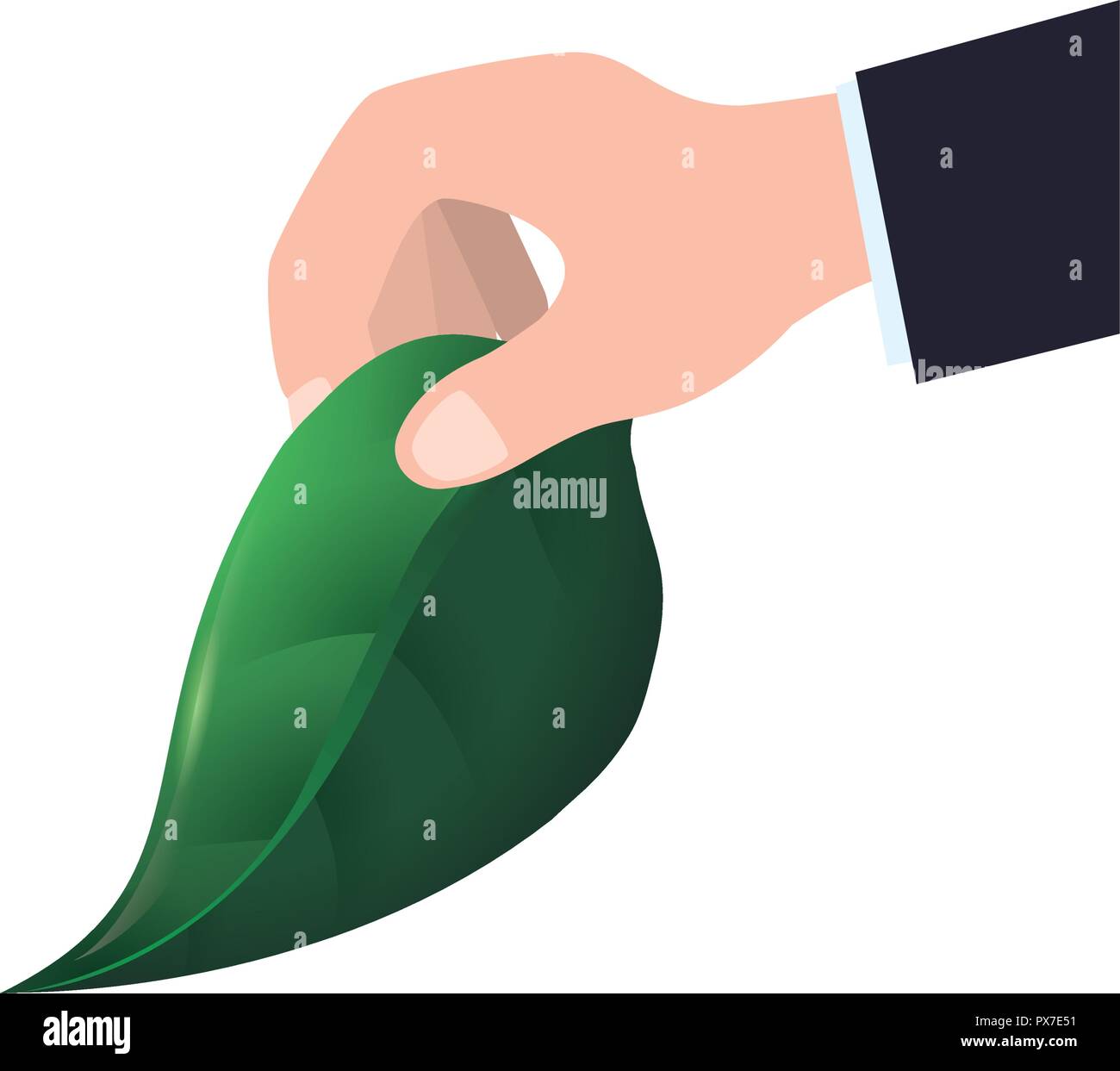 hand with leaf plant ecology vector illustration design Stock Vector ...