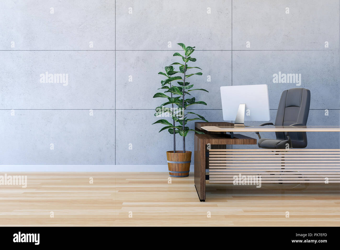 Modern office working room interior with copy space, 3D rendering Stock Photo