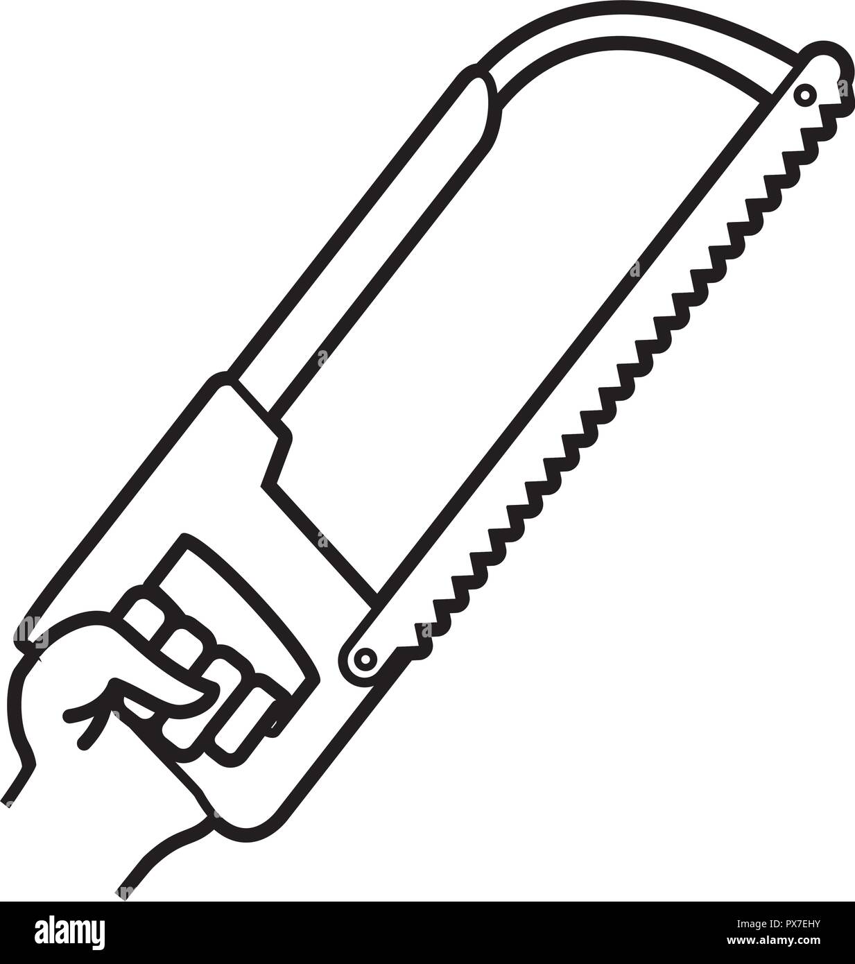 hand using hacksaw tool vector illustration design Stock Vector Image