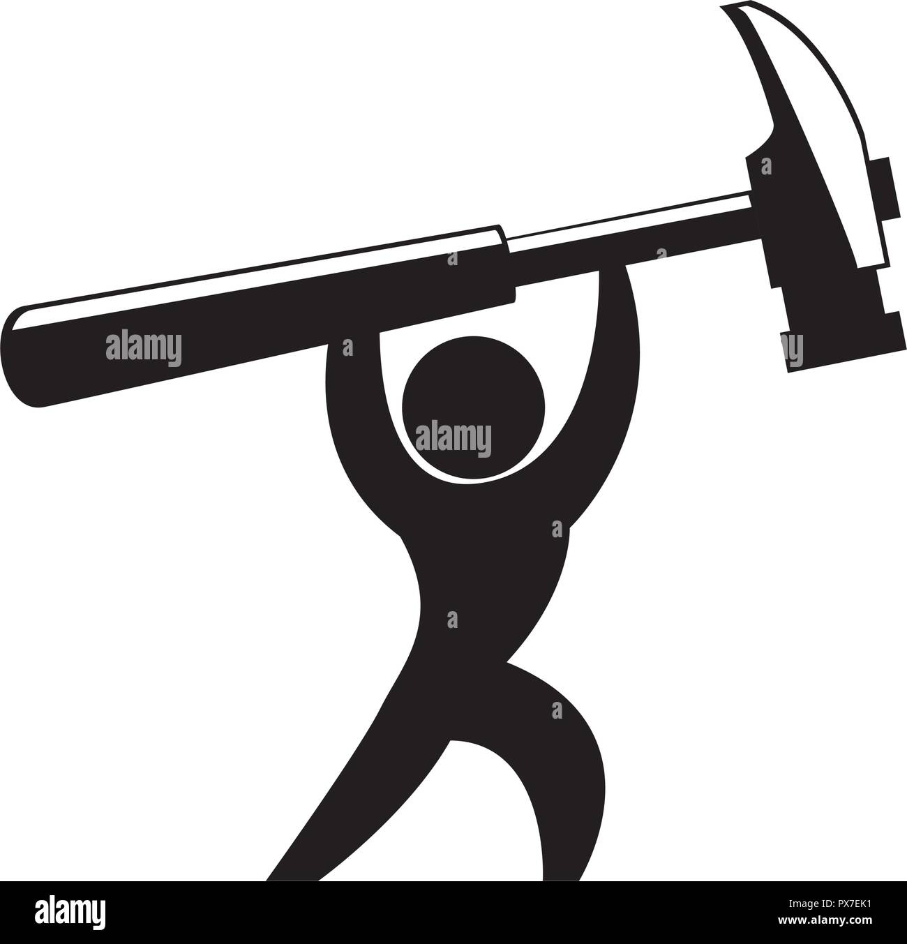 human silhouette lifting hammer handle tool vector illustration design  Stock Vector Image & Art - Alamy