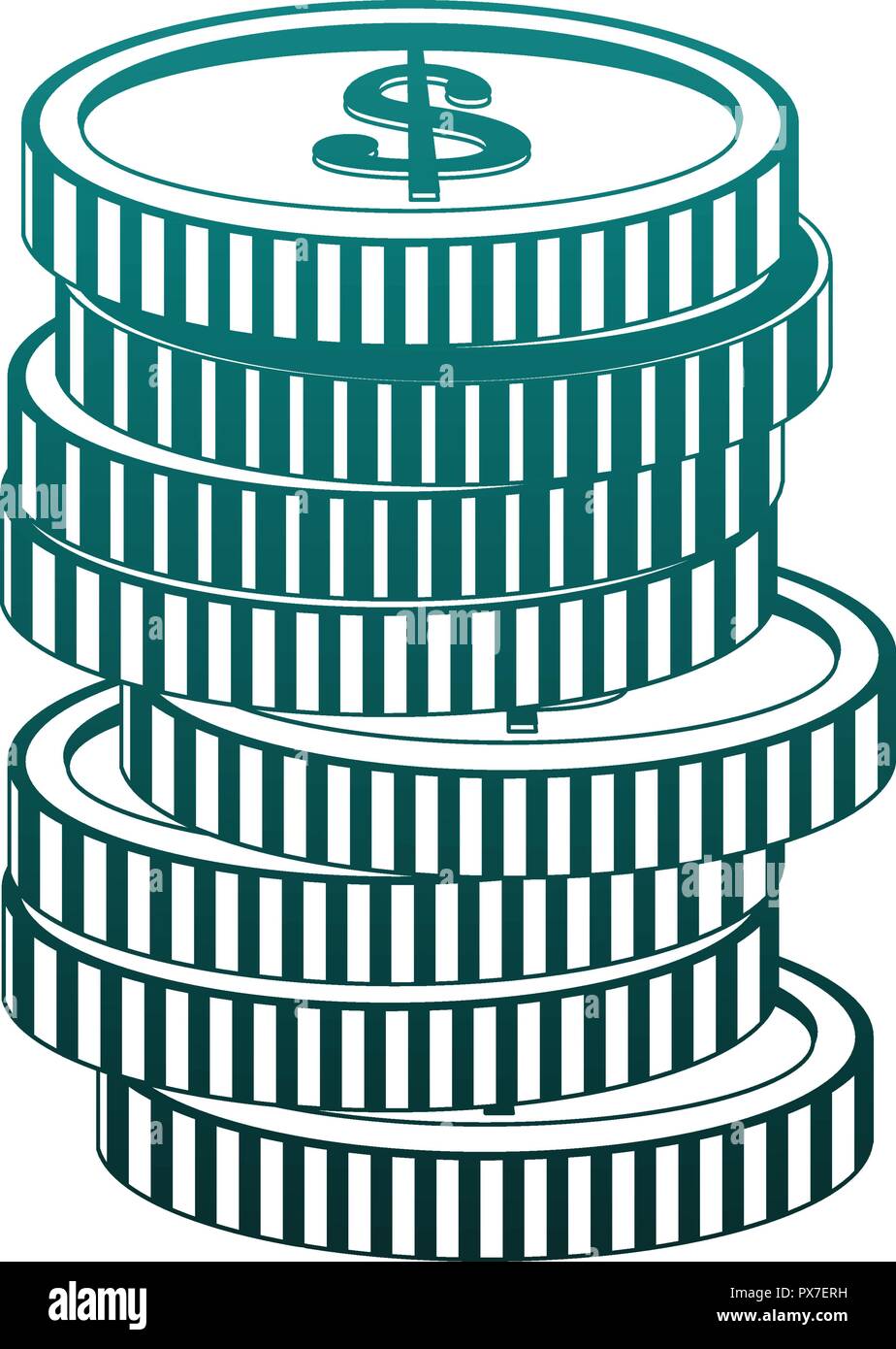 Coins stacked isolated in blue lines Stock Vector Image & Art - Alamy