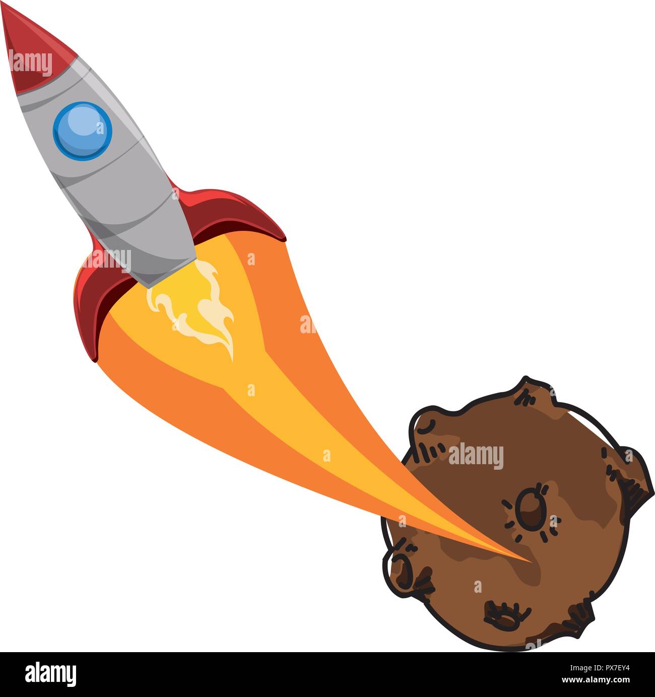 asteroid space with rocket flying vector illustration design Stock ...
