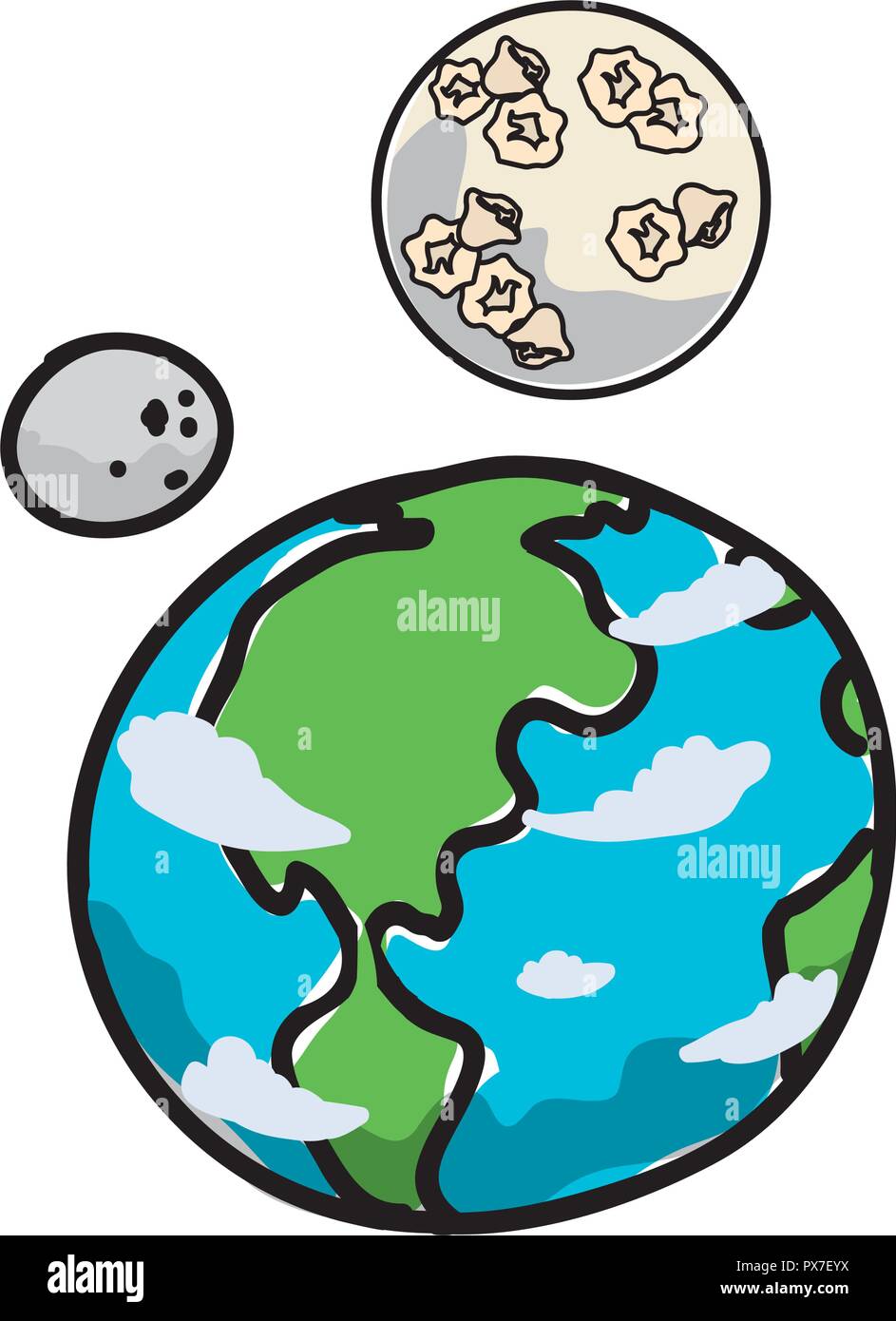 world planet earth with moon vector illustration design Stock Vector ...