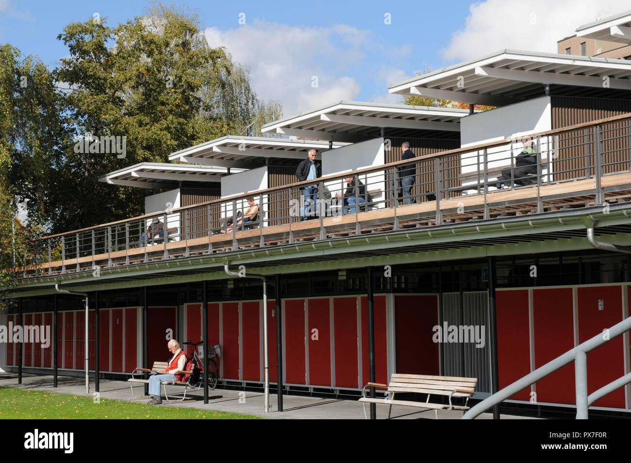 Switzerland The public lake Zürich bath in Tiefenbrunnen in autumn