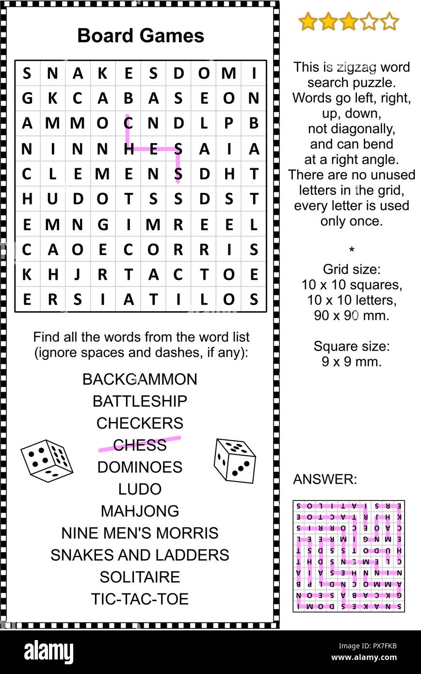 Board Games Word Search