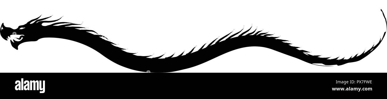 Dragon silhouette floating crawling Stock Vector