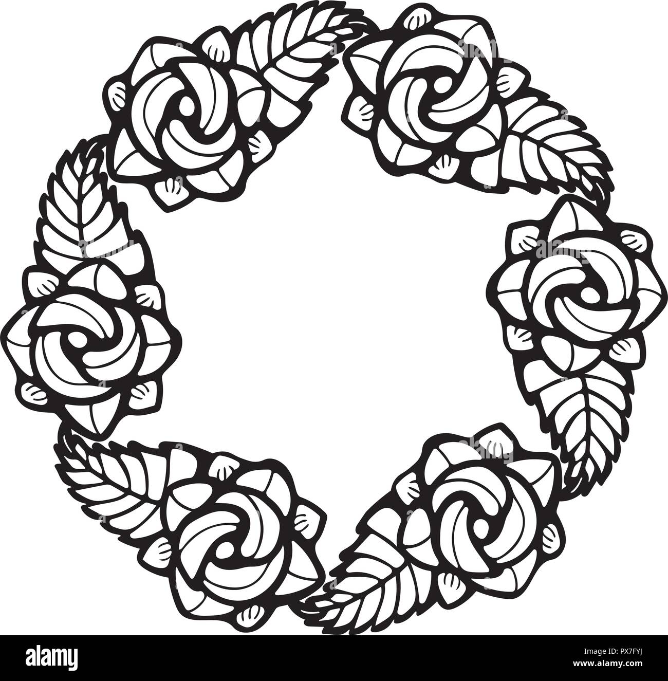 Roses Garland Decoration in stained glass style Stock Vector