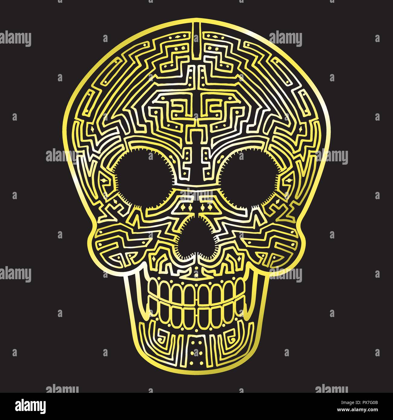 Mexican Calavera Skull Cyber Theme Decoration Stock Vector