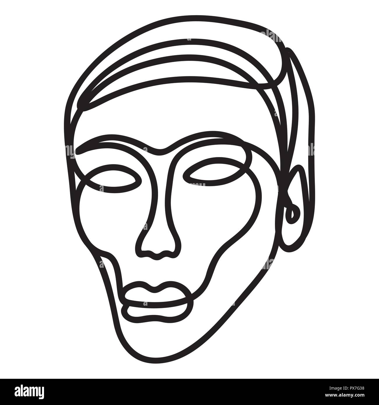 Human face sketched with a single line Stock Vector