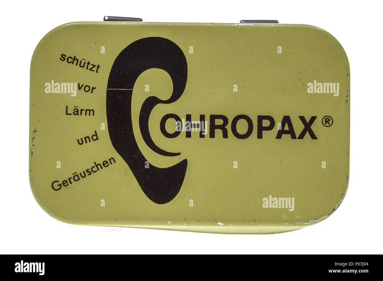 Metal box, earplug, cotton Stock Photo Alamy