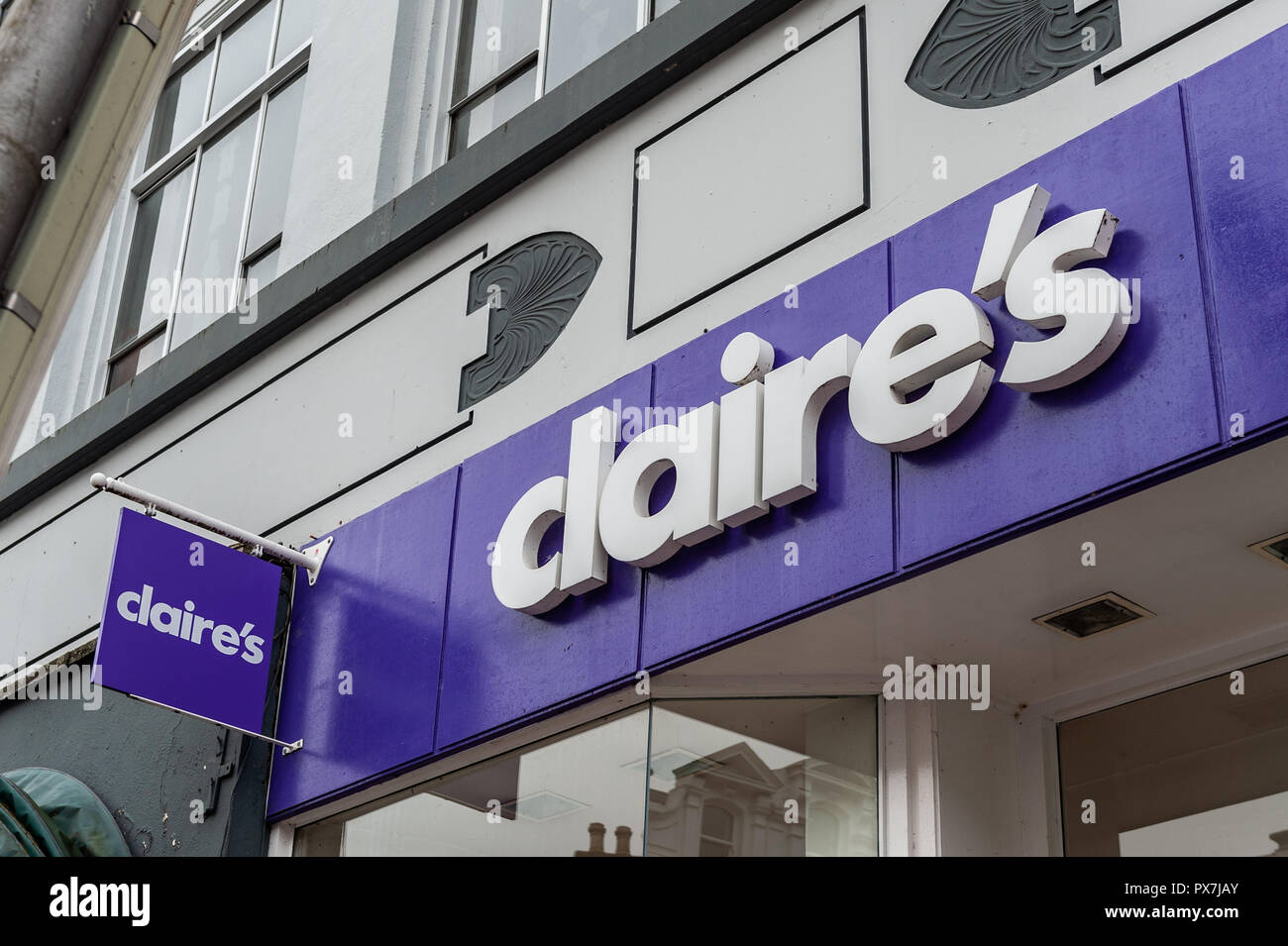 Claire's Accessories Store front in Patrick Street, Cork, Ireland. Stock Photo