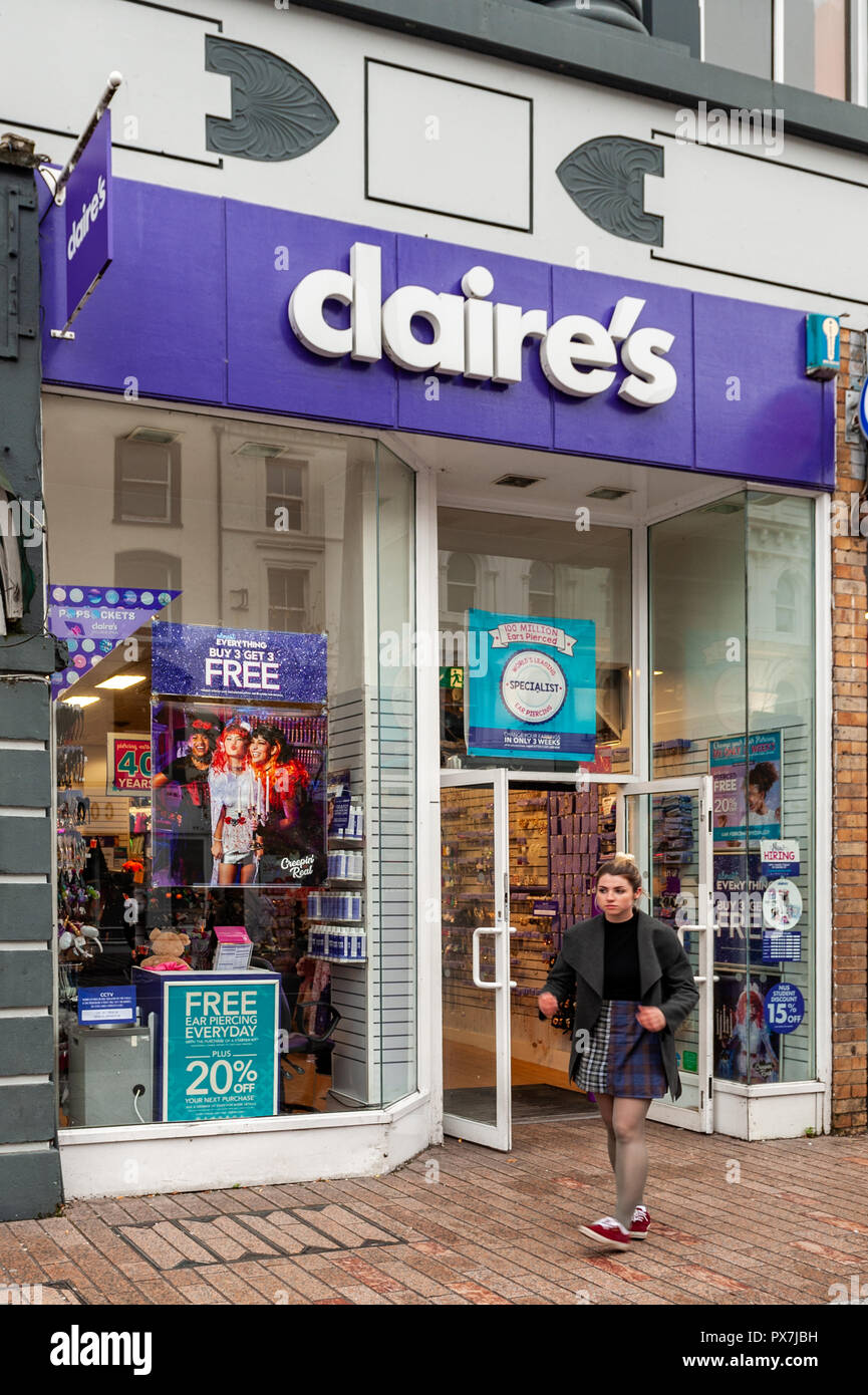 Claire's Accessories Store front in Patrick Street, Cork, Ireland. Stock Photo