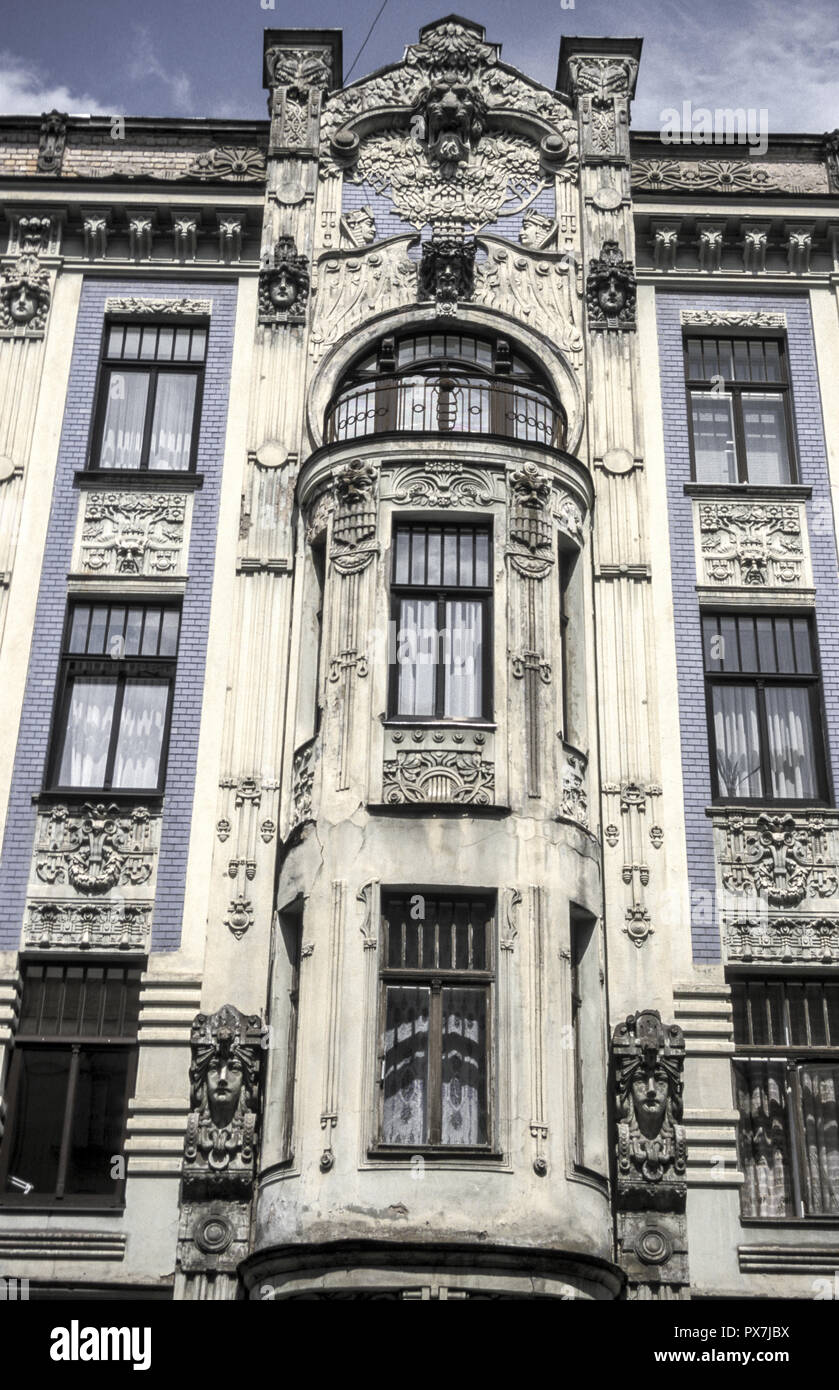 Riga, art deco house in street Alberta Iela, Latvia, art deco Stock ...