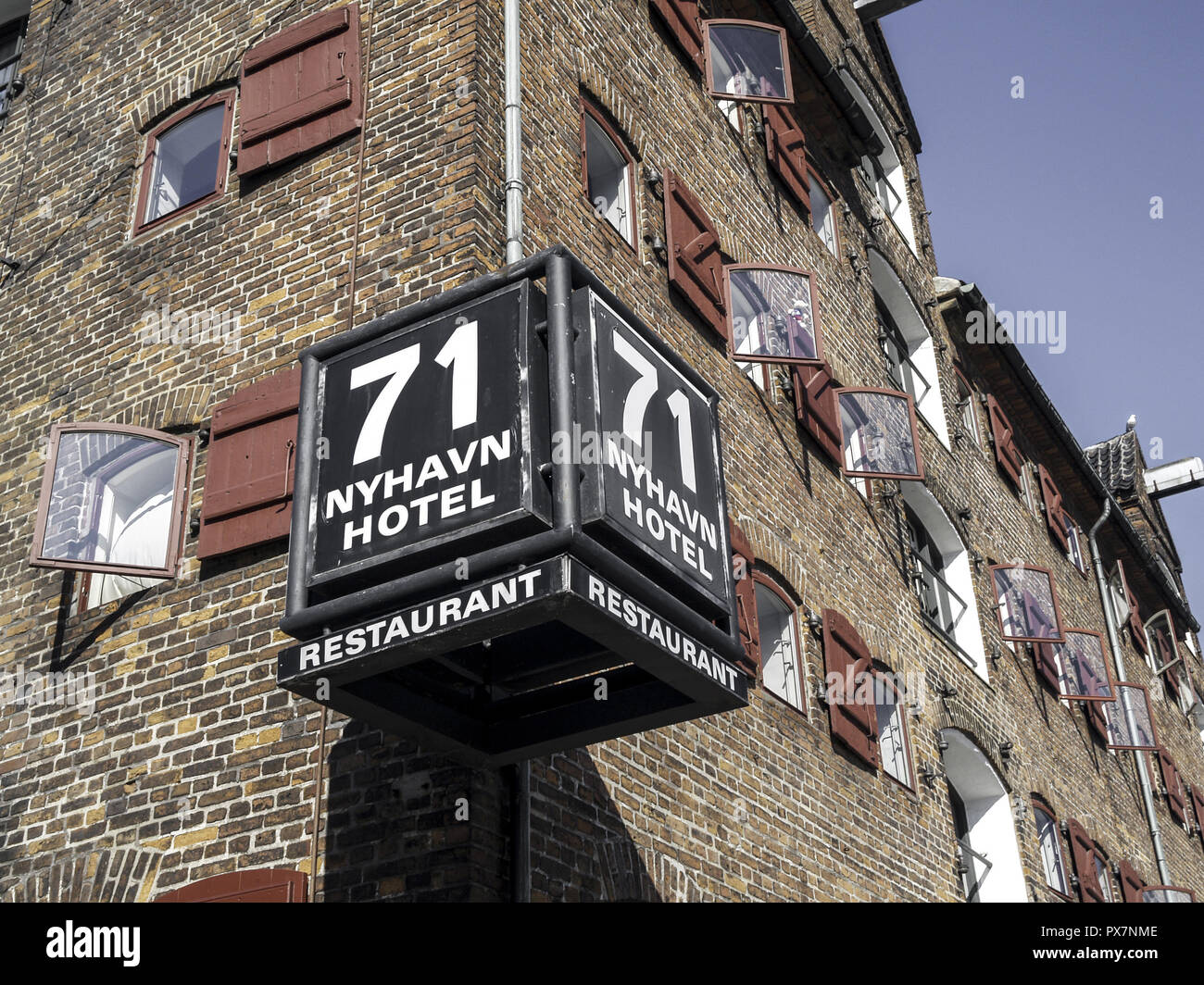 Copenhagen, Nyhavn, 71, Hotel Restaurant, Denmark, Seeland, Kopenhagen Stock Photo