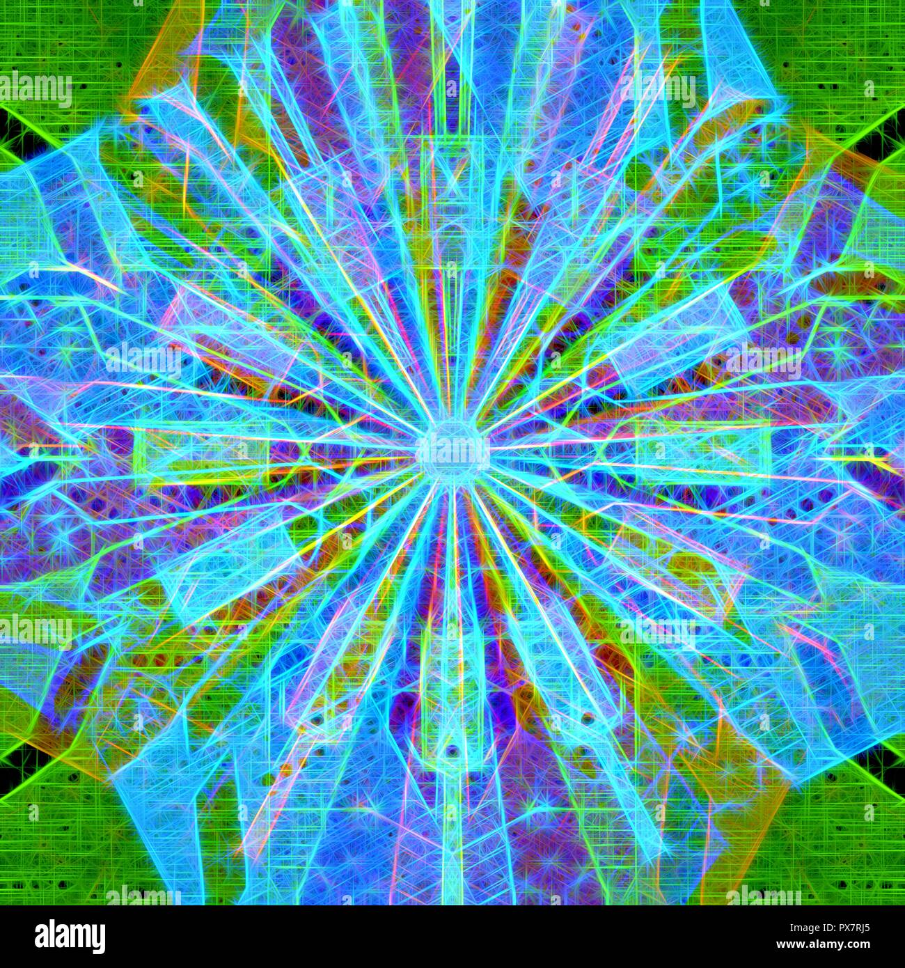 A colorful and vivid image with abstract Sacred Geometry. A psychedelic ...