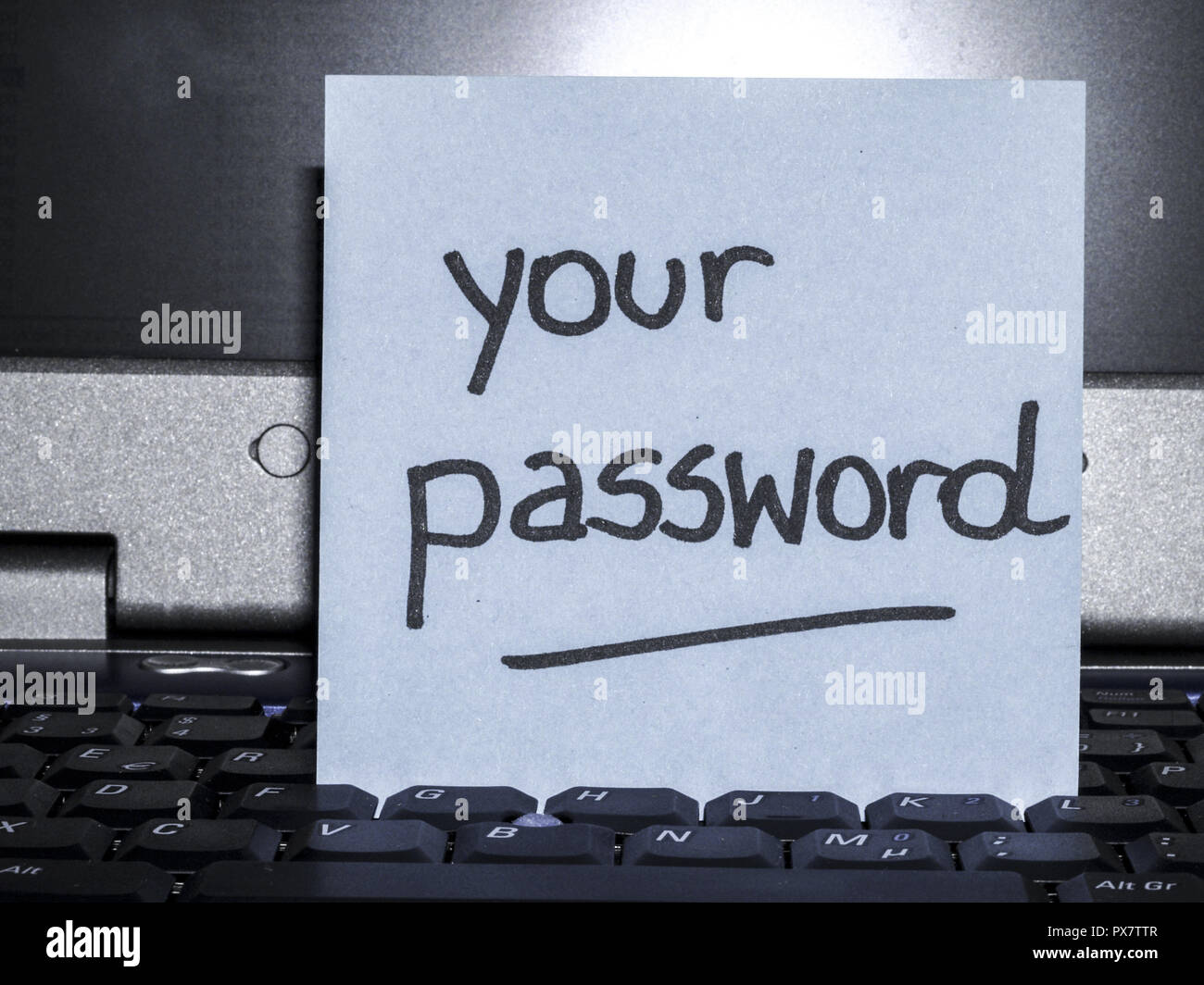 Memo note on notebook, your password Stock Photo - Alamy