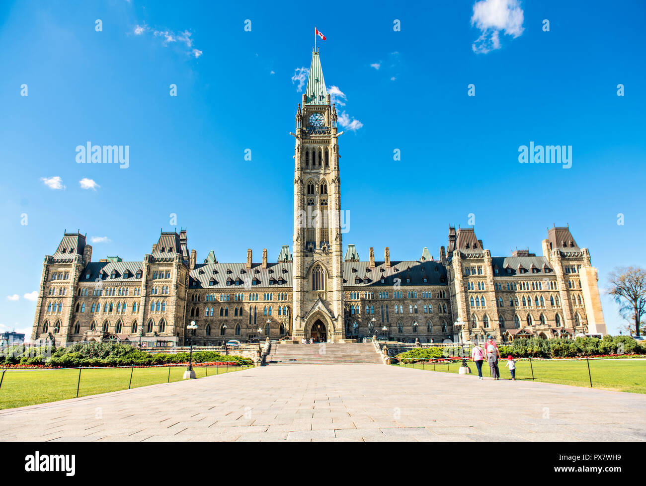 The Center Block and the Peace Tower in Parliament Hill at Ottawa in ...