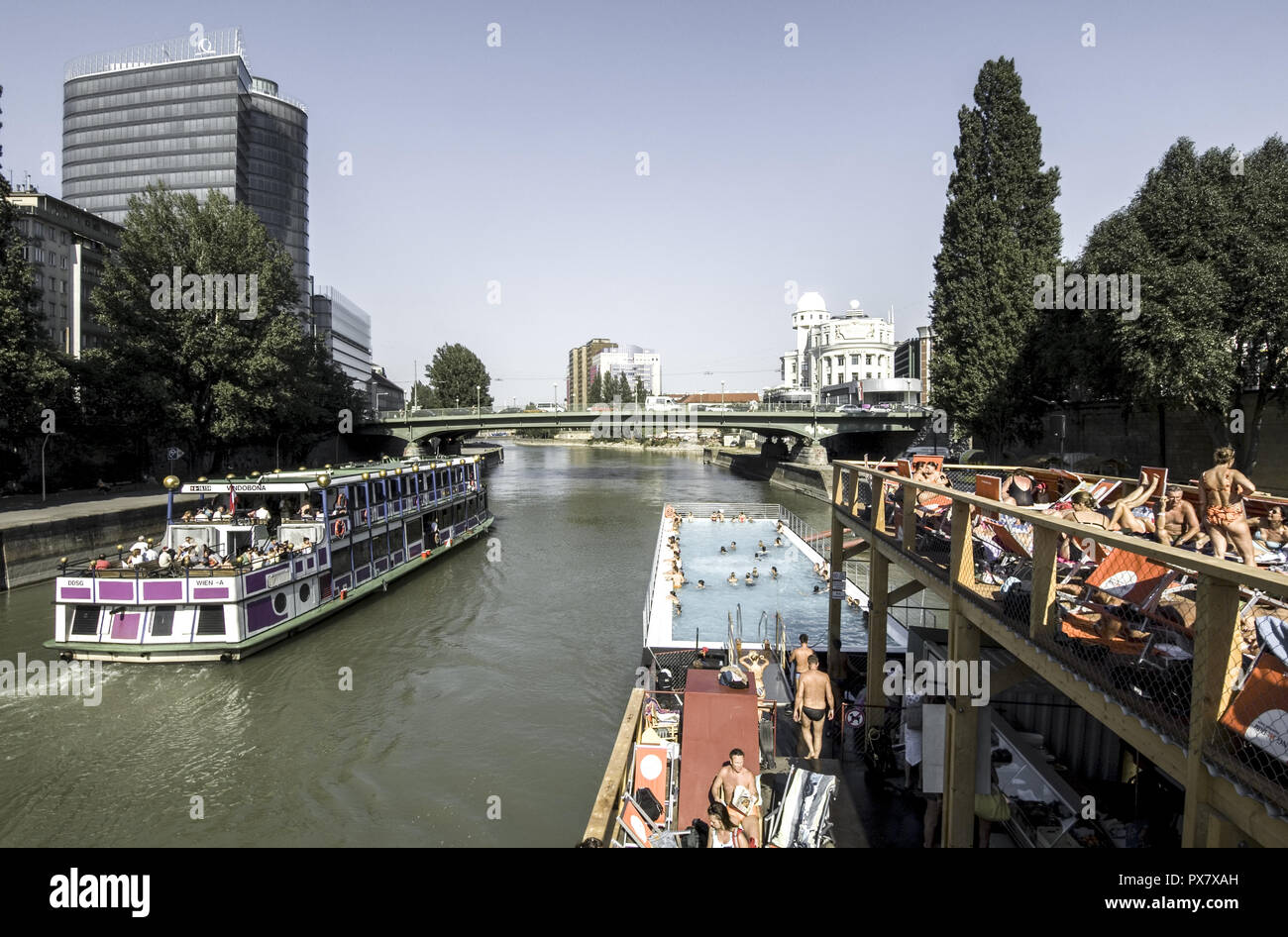 Vienna, swimming pool on the Danube Channel, Austria, Danube Channel