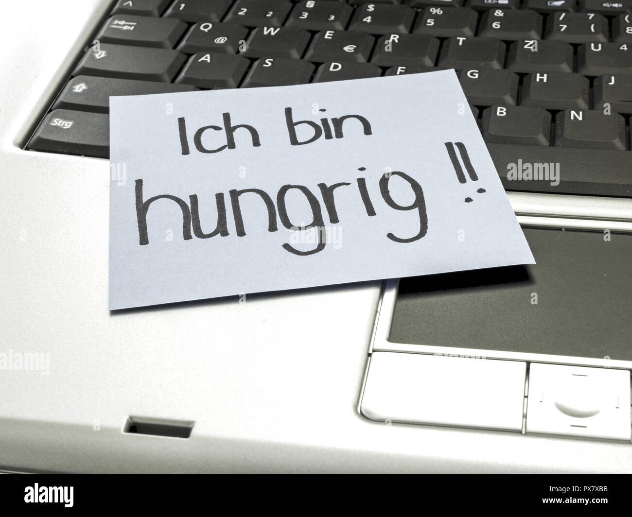 Memo note on notebook, I´m hungry Stock Photo