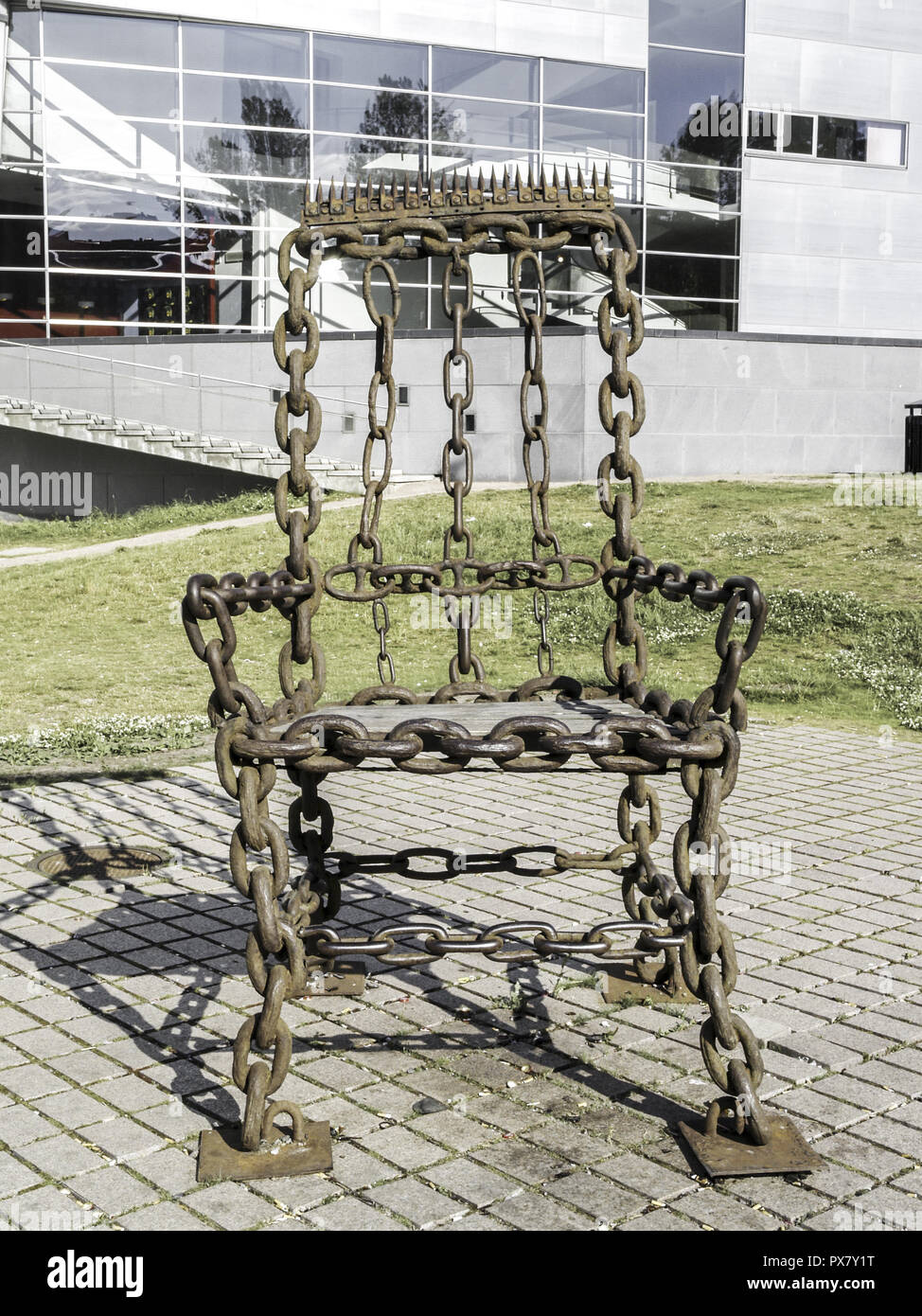 Helsinki, Kiasma museum, chair made of chains Stock Photo - Alamy