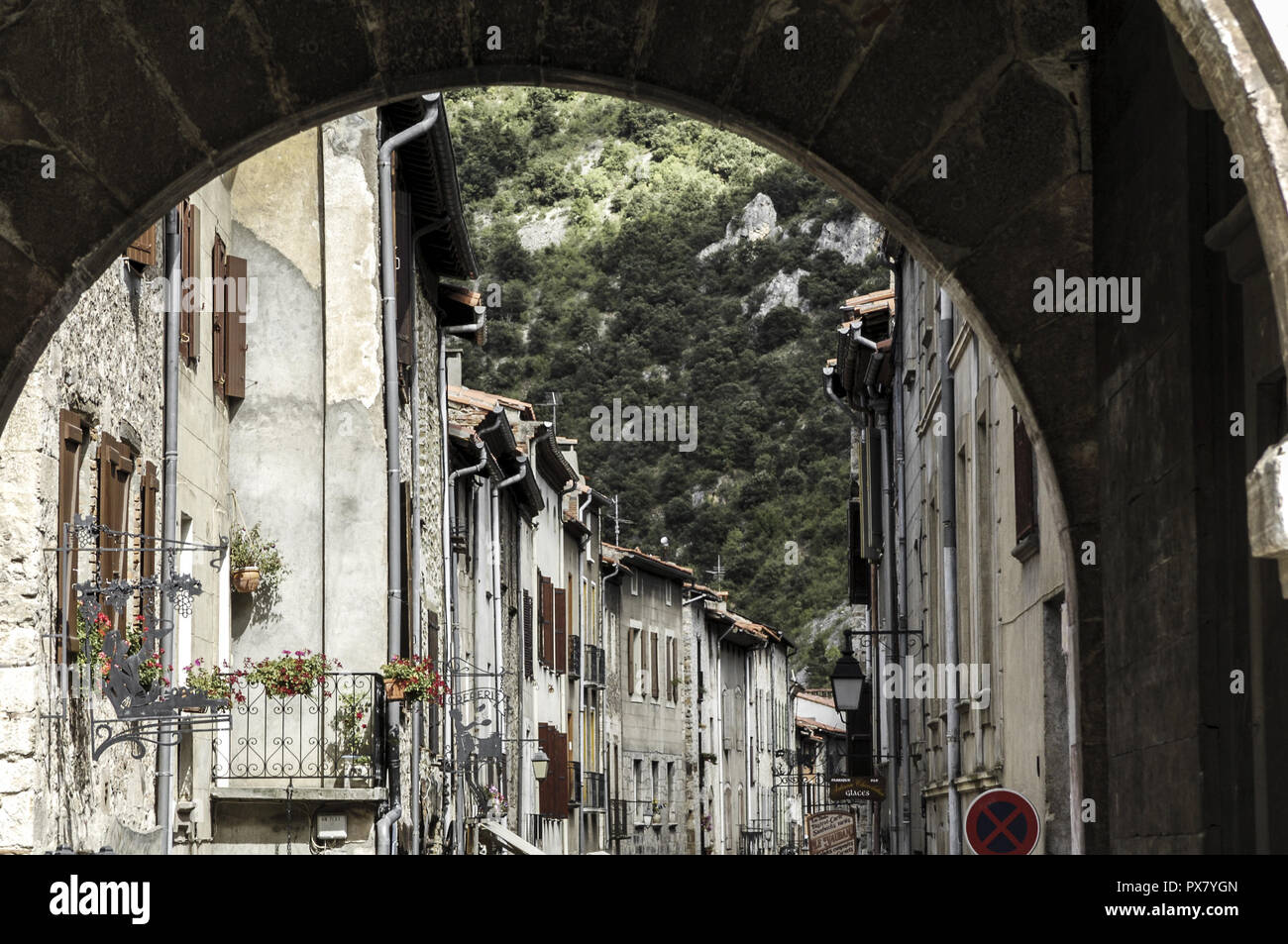 Villefranche de Conflent, city view, France, Pyrenees Stock Photo