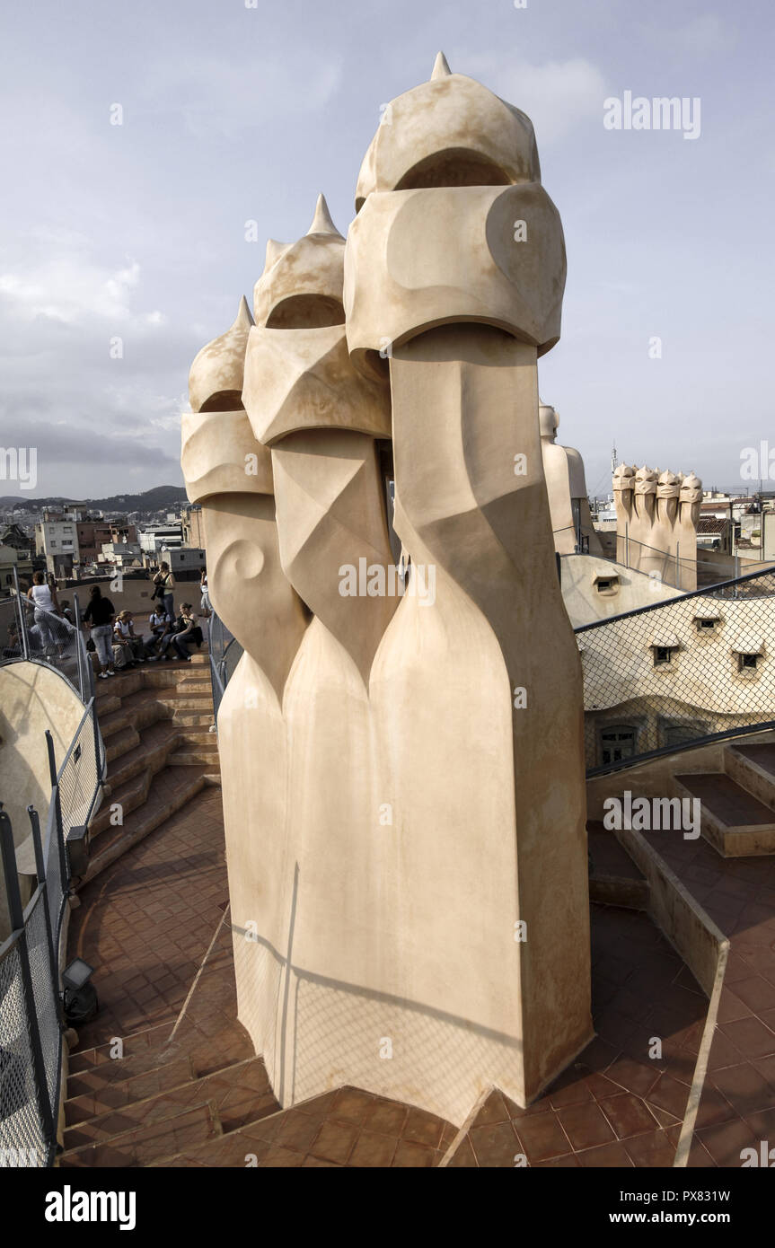 Barcelona, Casa Mila, architect Antonio Gaudi, Spain, Catalania Stock ...