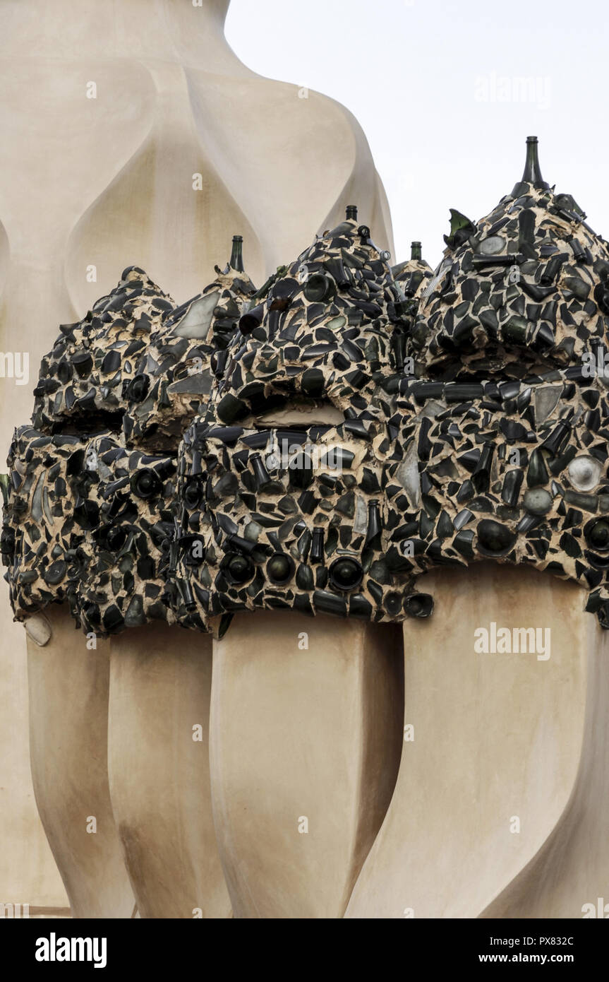 Barcelona, Casa Mila, architect Antonio Gaudi, Spain, Catalania Stock ...