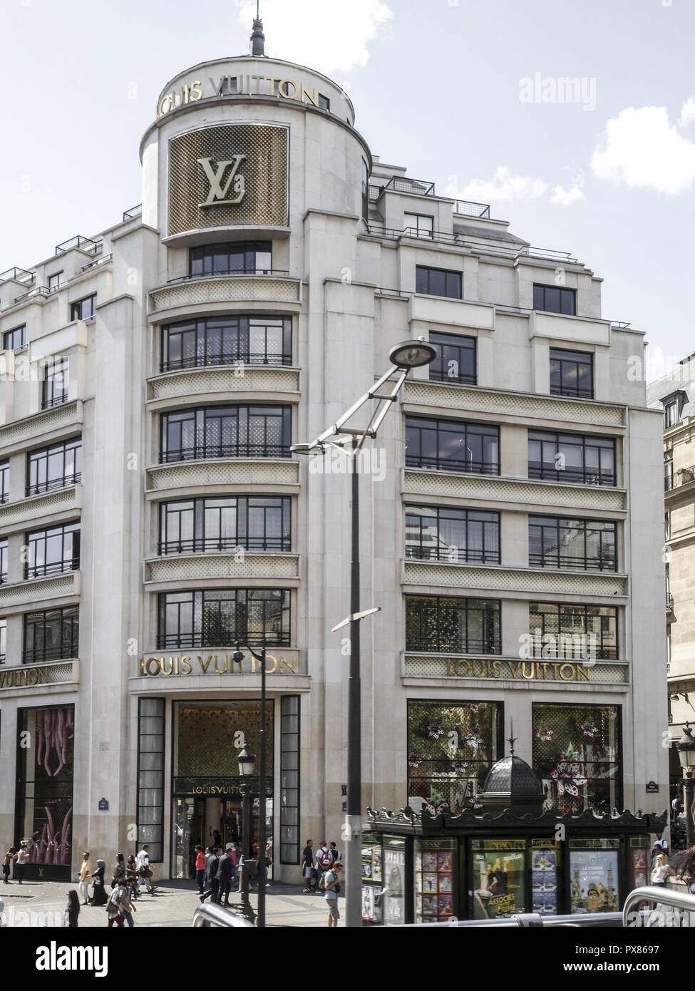 The entrance of Louis Vuitton Paris Store on Boulevard Champs-Elysees,Paris  France Stock Photo - Alamy