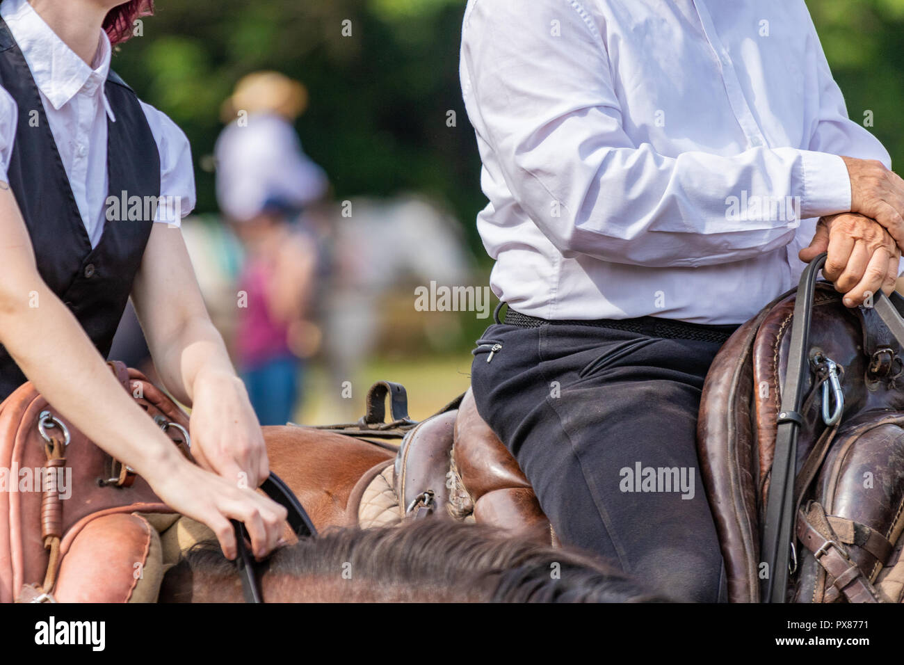 Female horse rider, leading a hunting party during a traditional